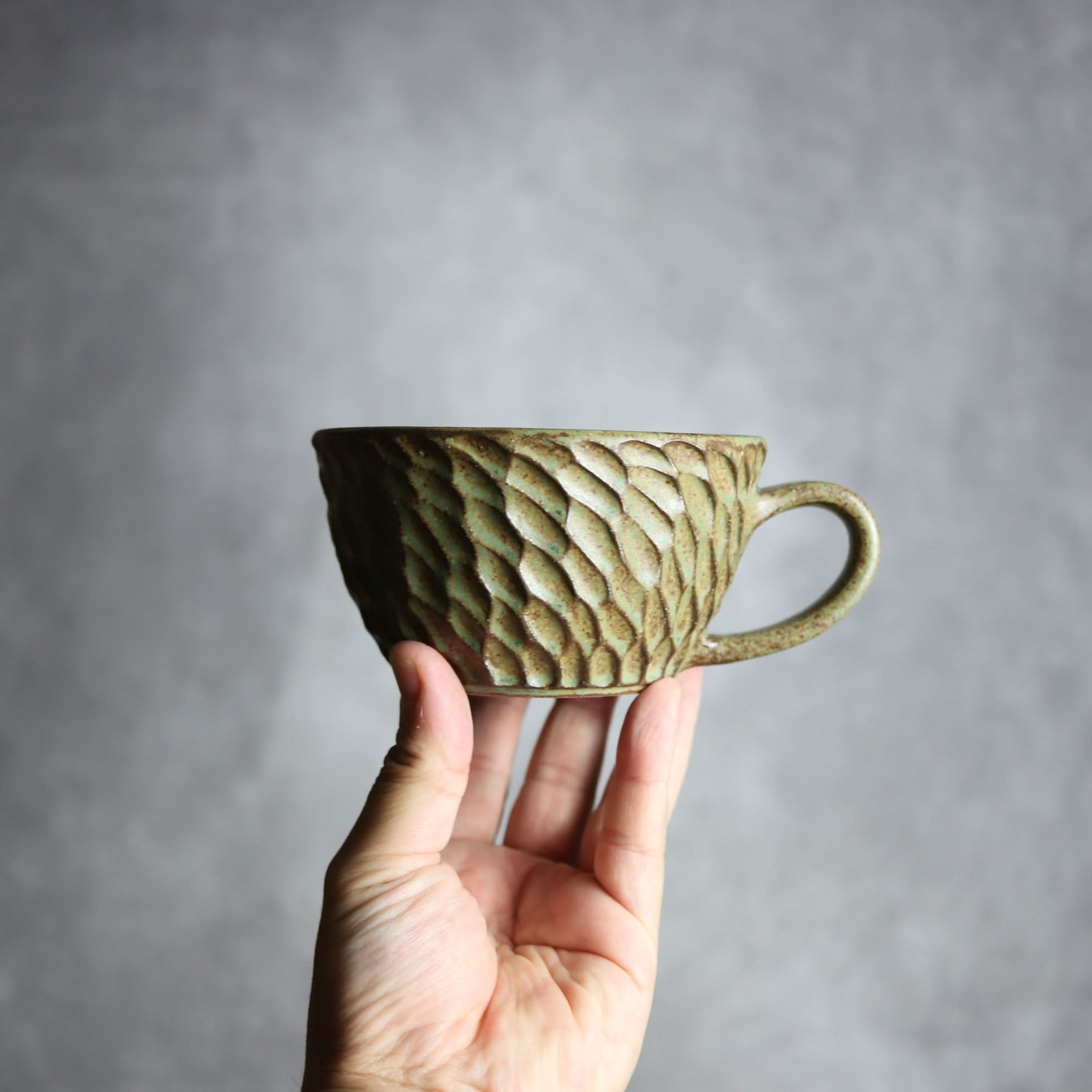 スープマグ1 ナッツ グリーン やちむん 陶器 nagaremo やちむん 陶器.