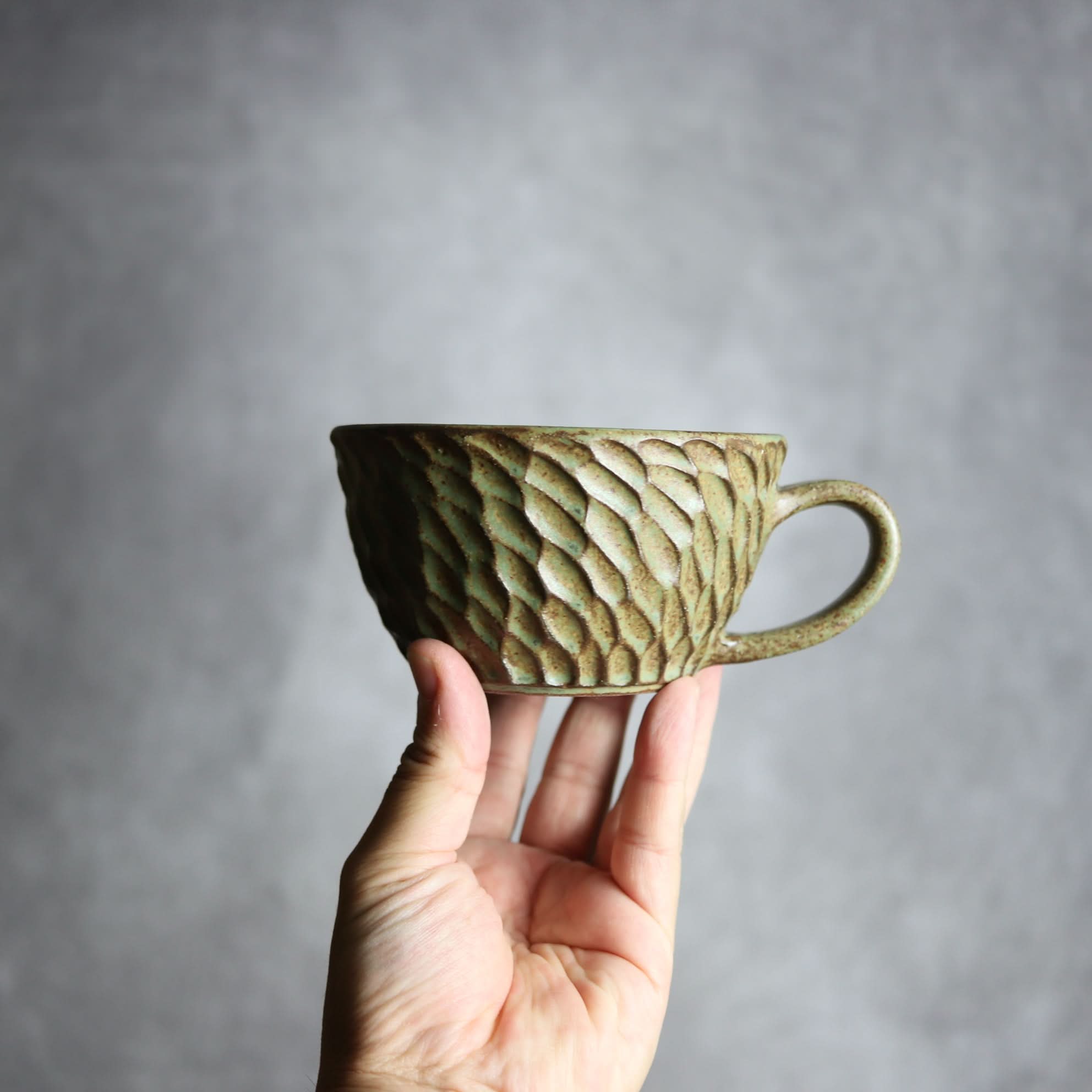 スープマグ1 ナッツ グリーン やちむん 陶器 nagaremo やちむん 陶器.