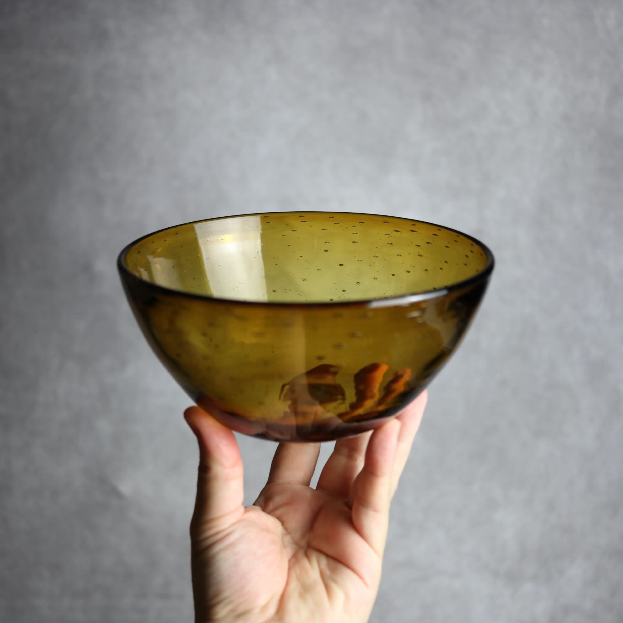 気泡ボウル 小 ブラウン 琉球ガラス ガラス工房清天 琉球ガラス.