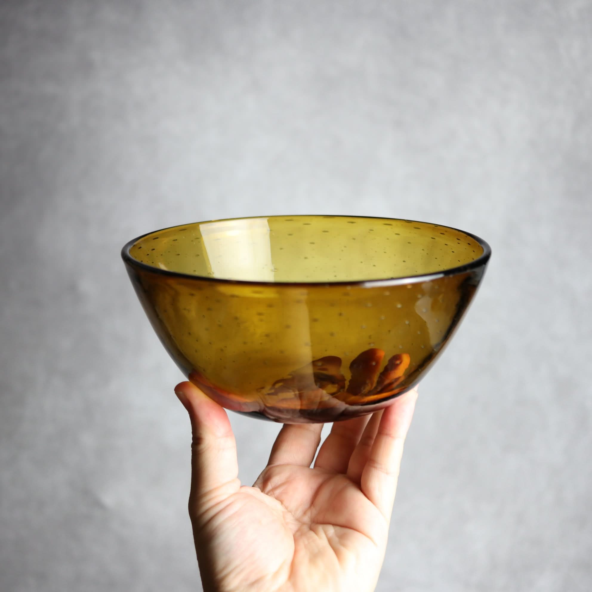 気泡ボウル 小 ブラウン 琉球ガラス ガラス工房清天 琉球ガラス.