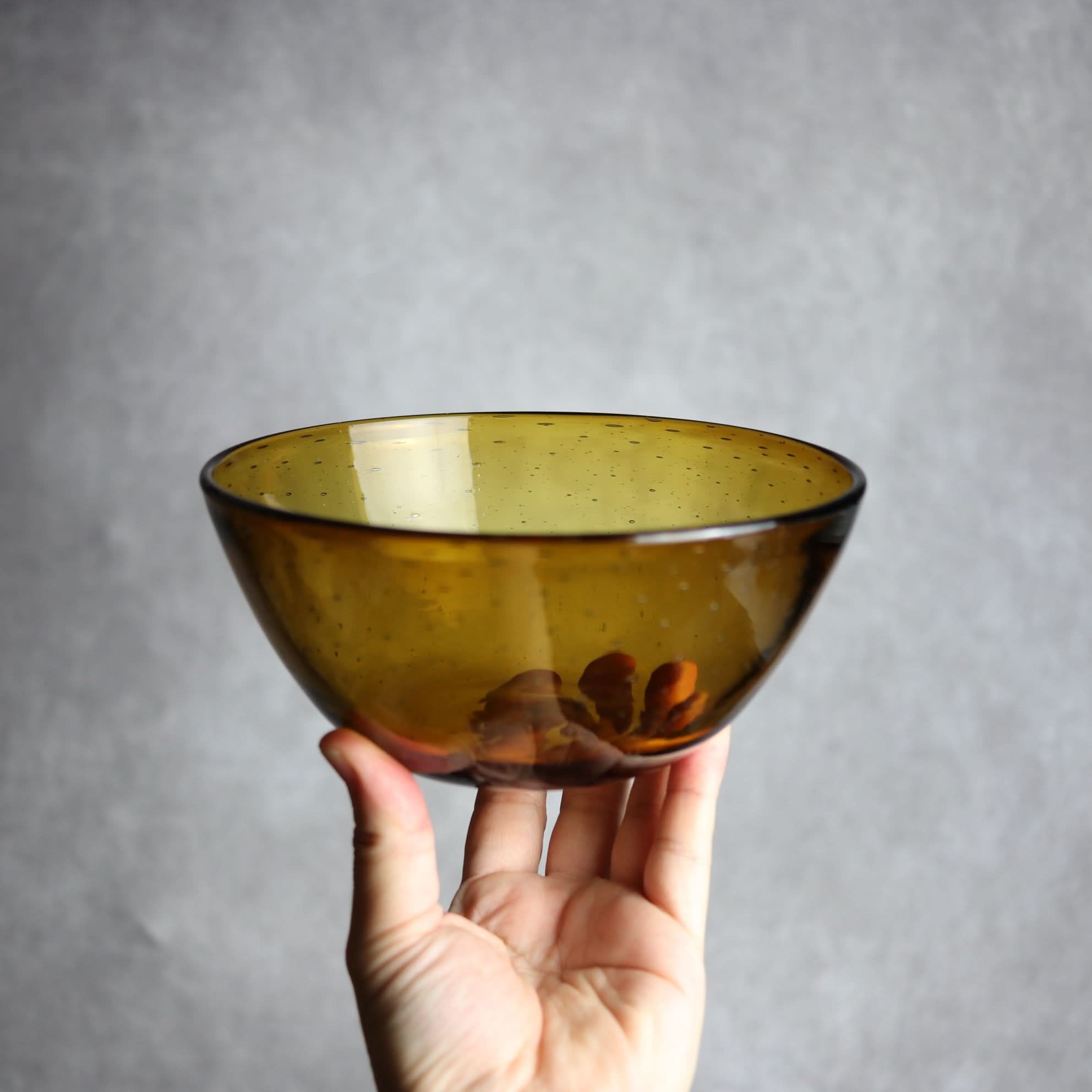 気泡ボウル 小 ブラウン 琉球ガラス ガラス工房清天 琉球ガラス.