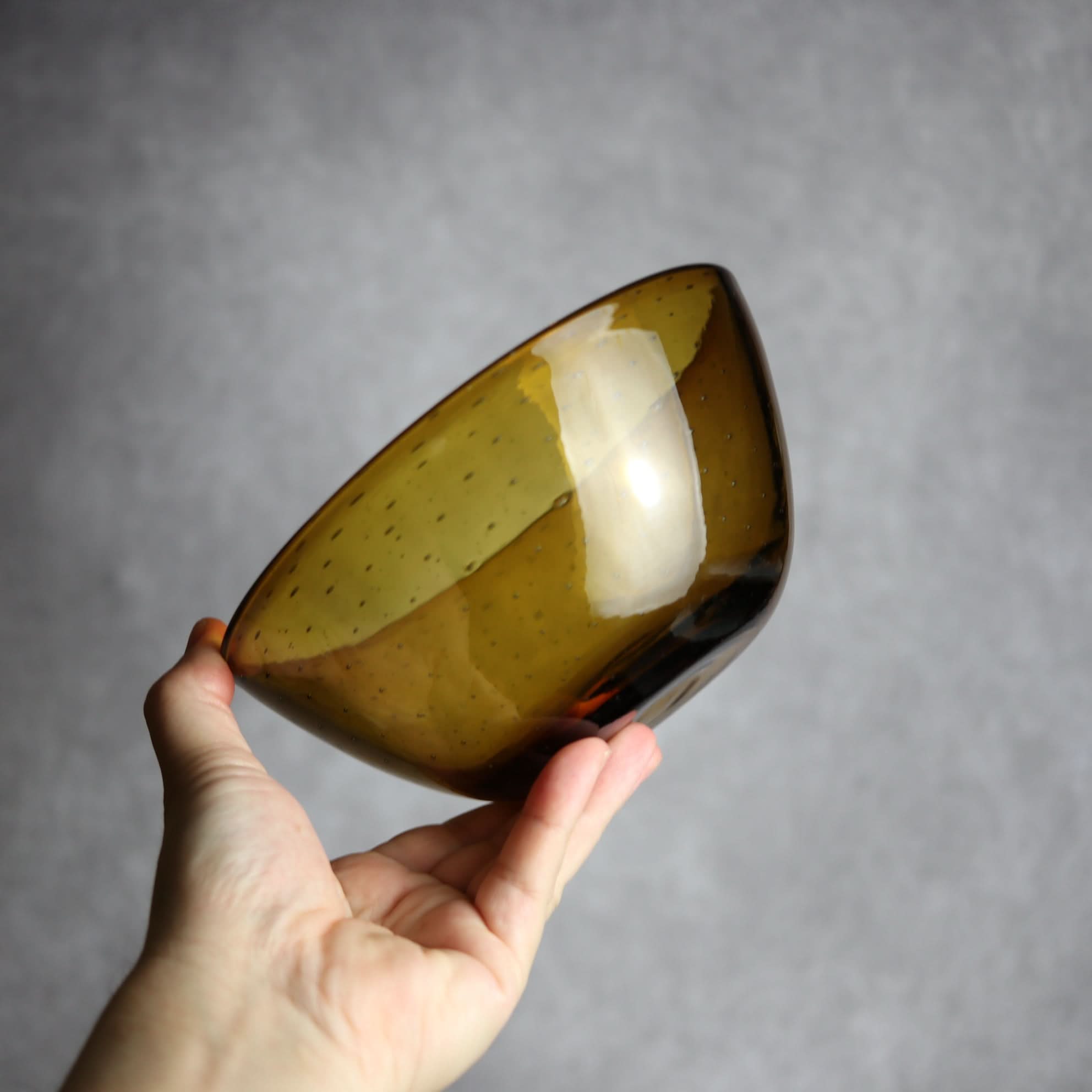 気泡ボウル 小 ブラウン 琉球ガラス ガラス工房清天 琉球ガラス.