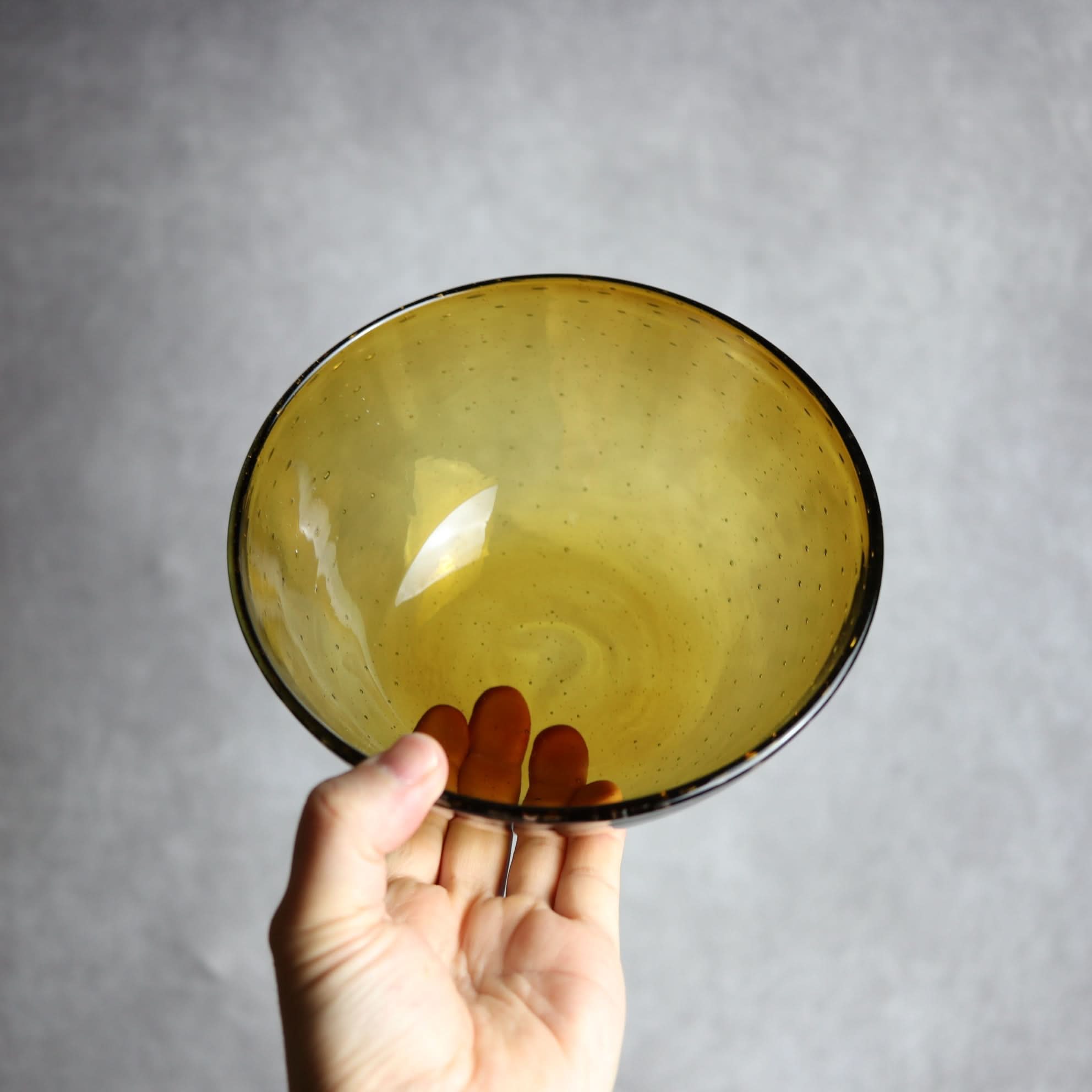 気泡ボウル 小 ブラウン 琉球ガラス ガラス工房清天 琉球ガラス.