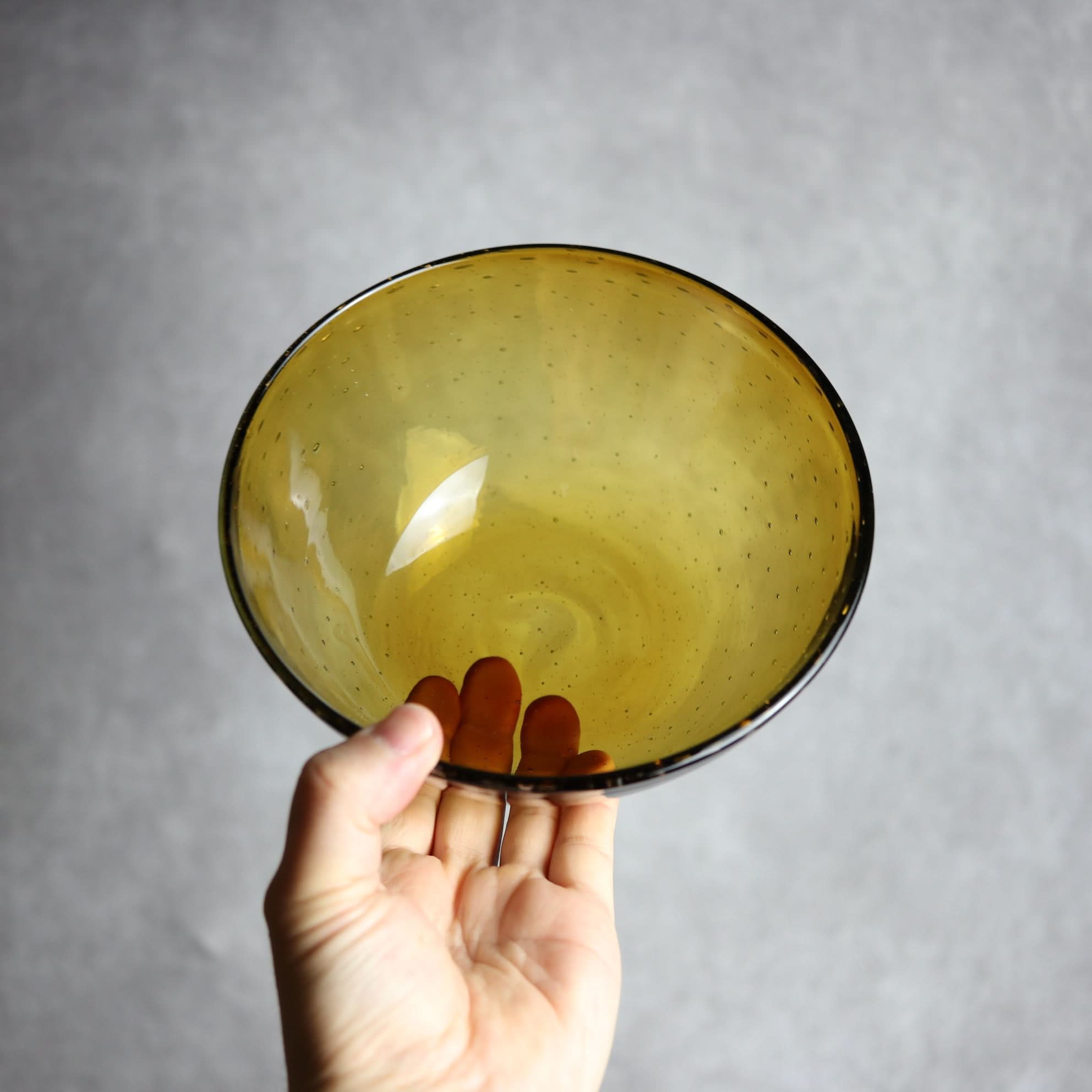 気泡ボウル 小 ブラウン 琉球ガラス ガラス工房清天 琉球ガラス.