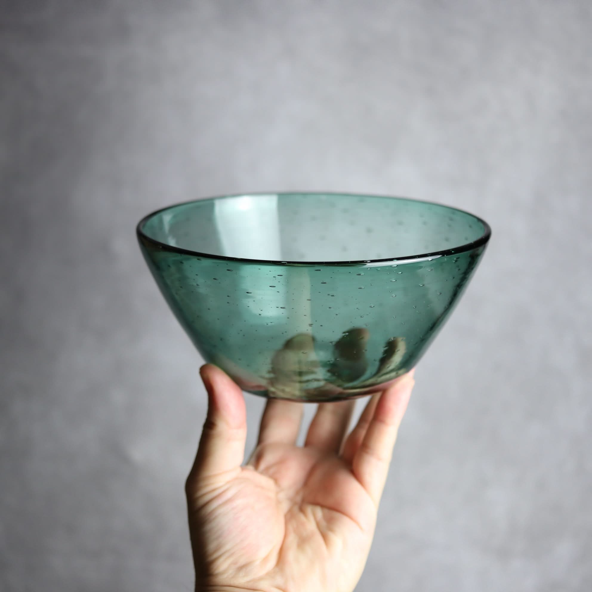 気泡ボウル 小 グリーン 琉球ガラス ガラス工房清天 琉球ガラス.