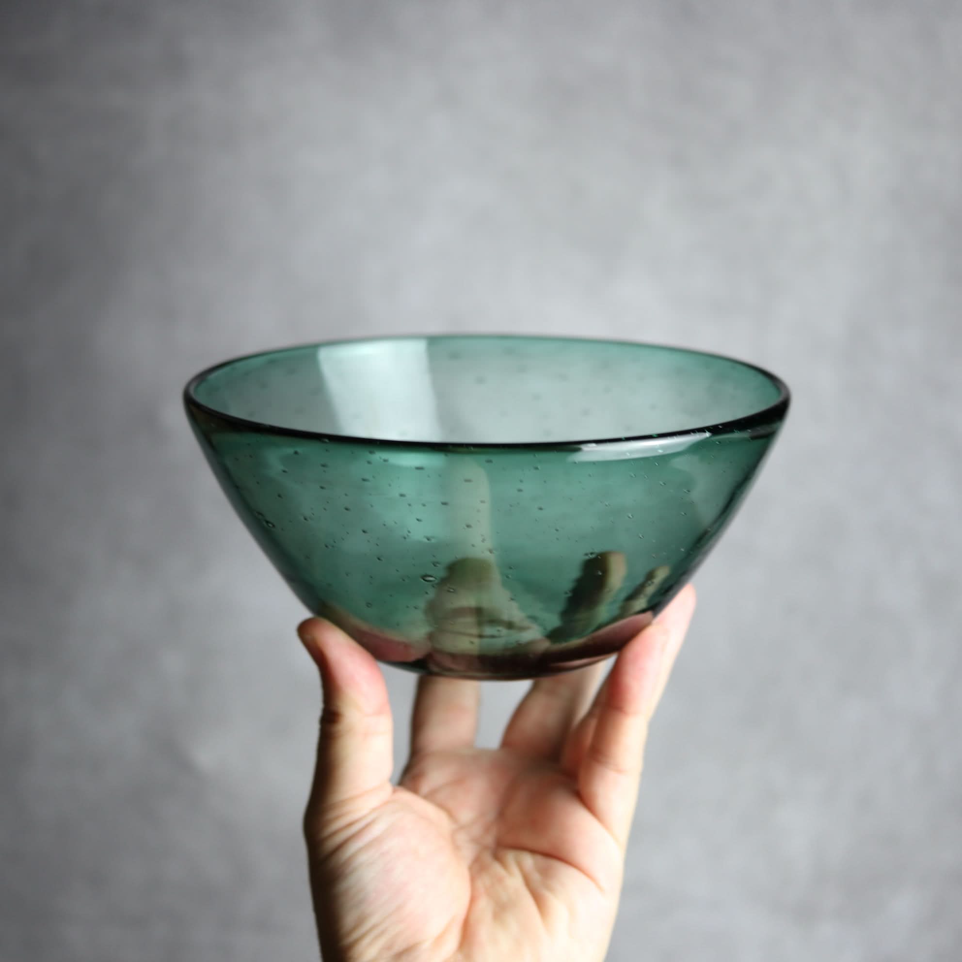 気泡ボウル 小 グリーン 琉球ガラス ガラス工房清天 琉球ガラス.