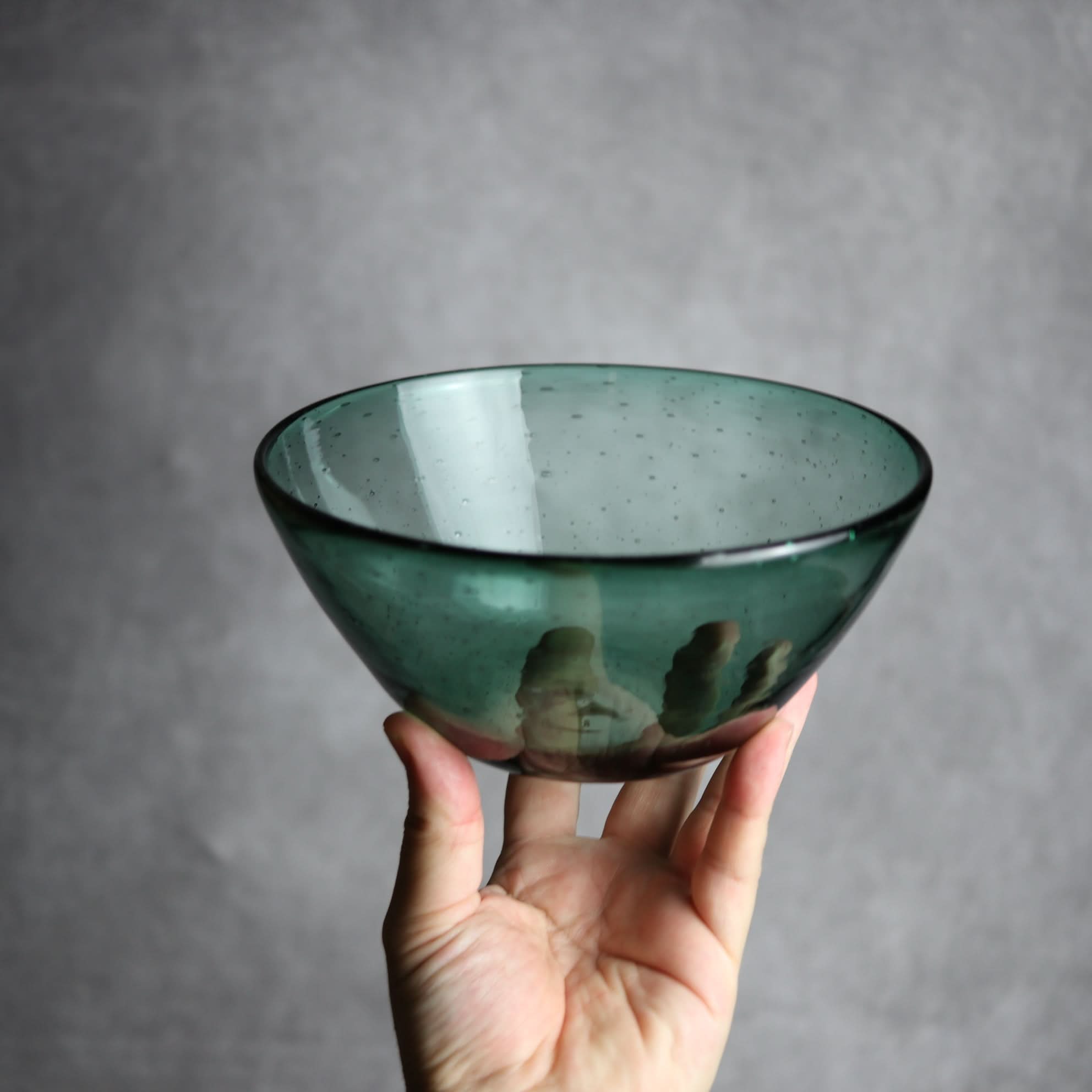 気泡ボウル 小 グリーン 琉球ガラス ガラス工房清天 琉球ガラス.