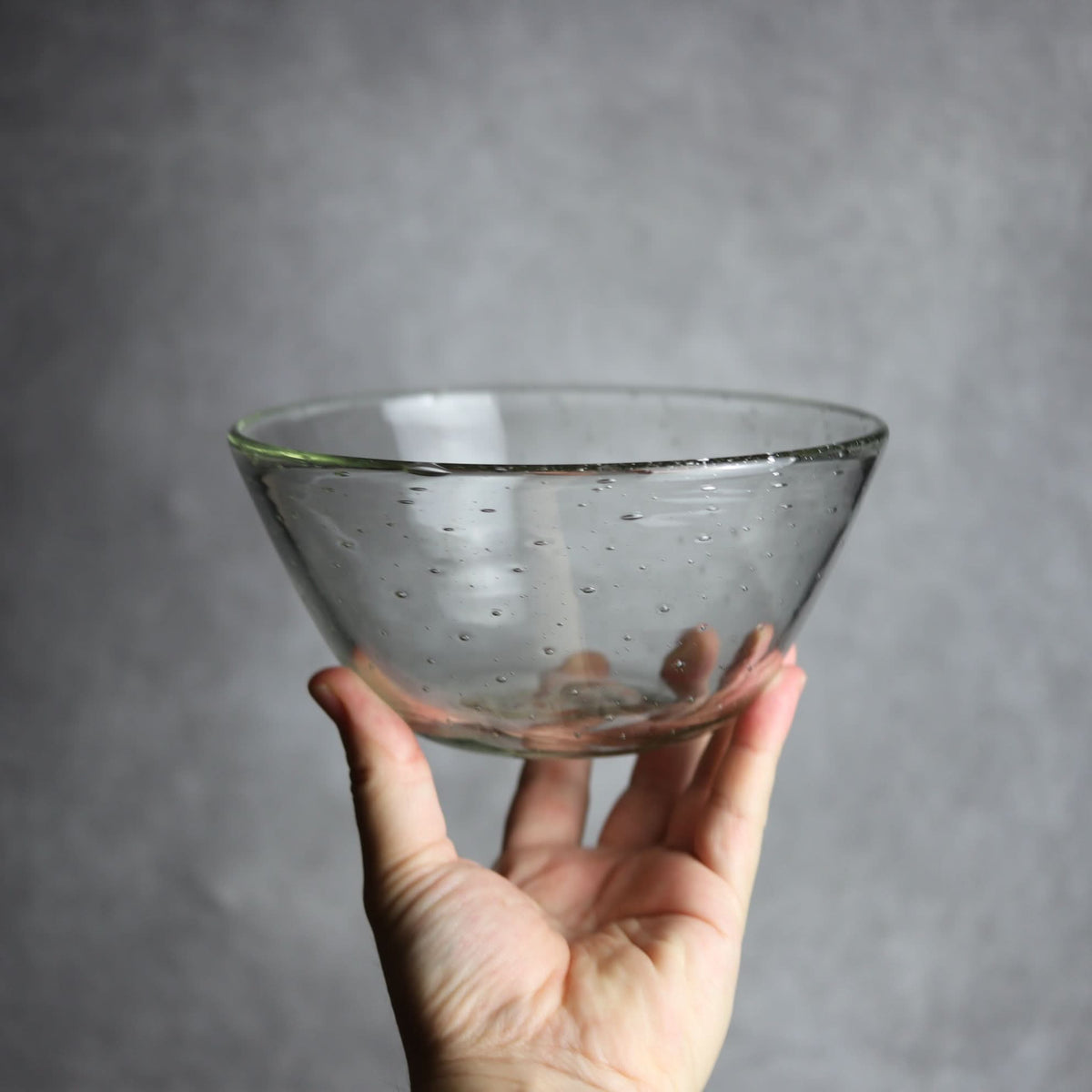 気泡ボウル 小 クリア 琉球ガラス ガラス工房清天｜ガラス工房 清天 
