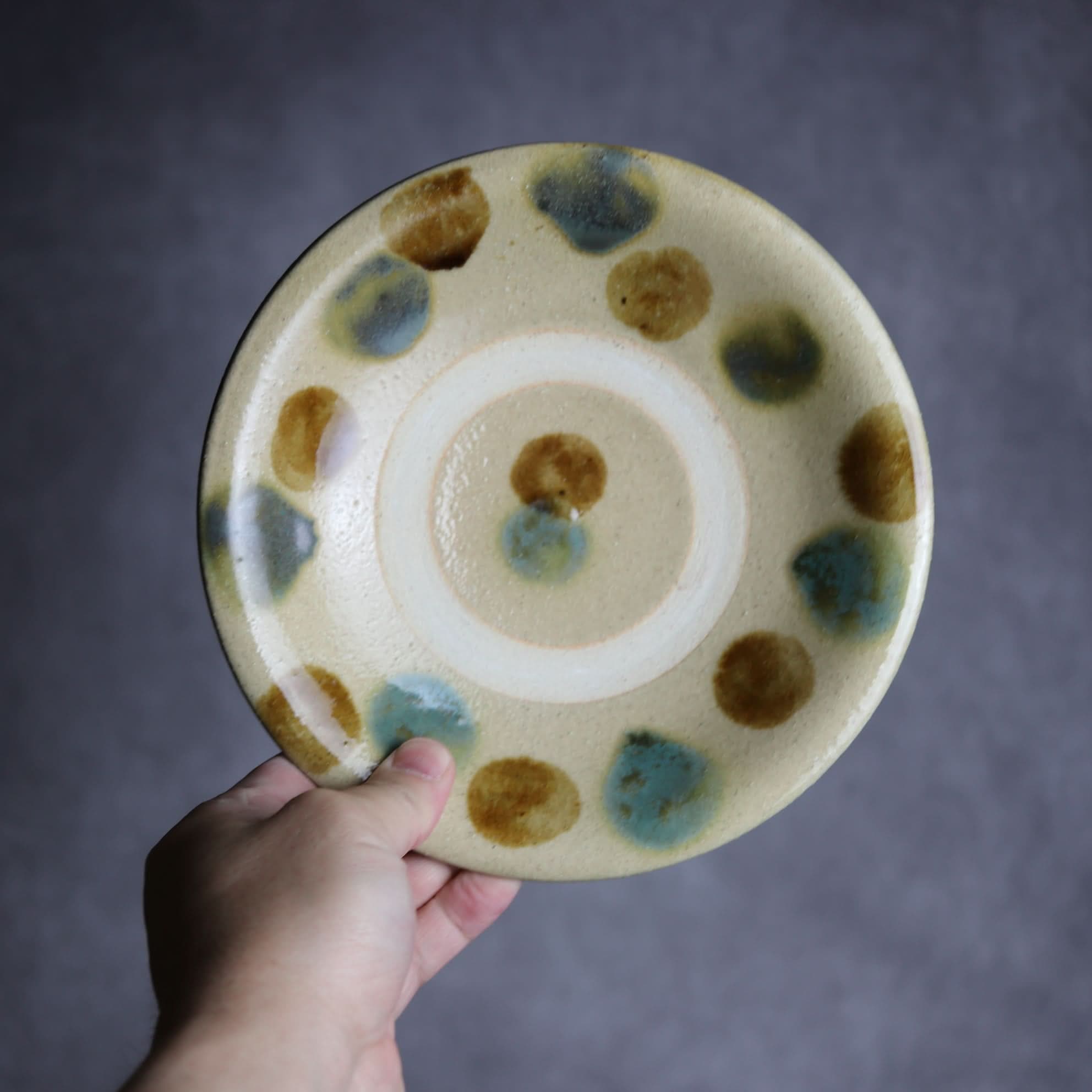 6寸皿1 三彩 点打 やちむん 陶器 北窯 宮城正享工房 やちむん 陶器.