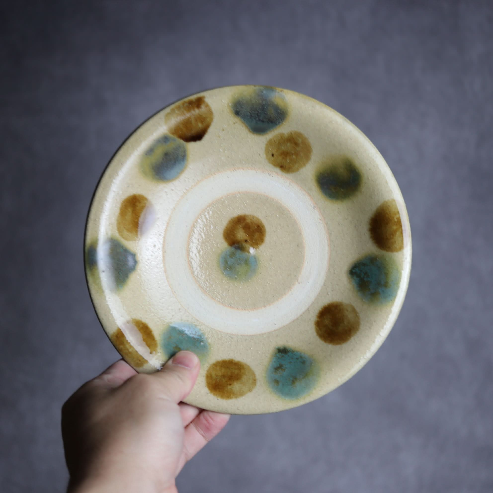 6寸皿1 三彩 点打 やちむん 陶器 北窯 宮城正享工房 やちむん 陶器.