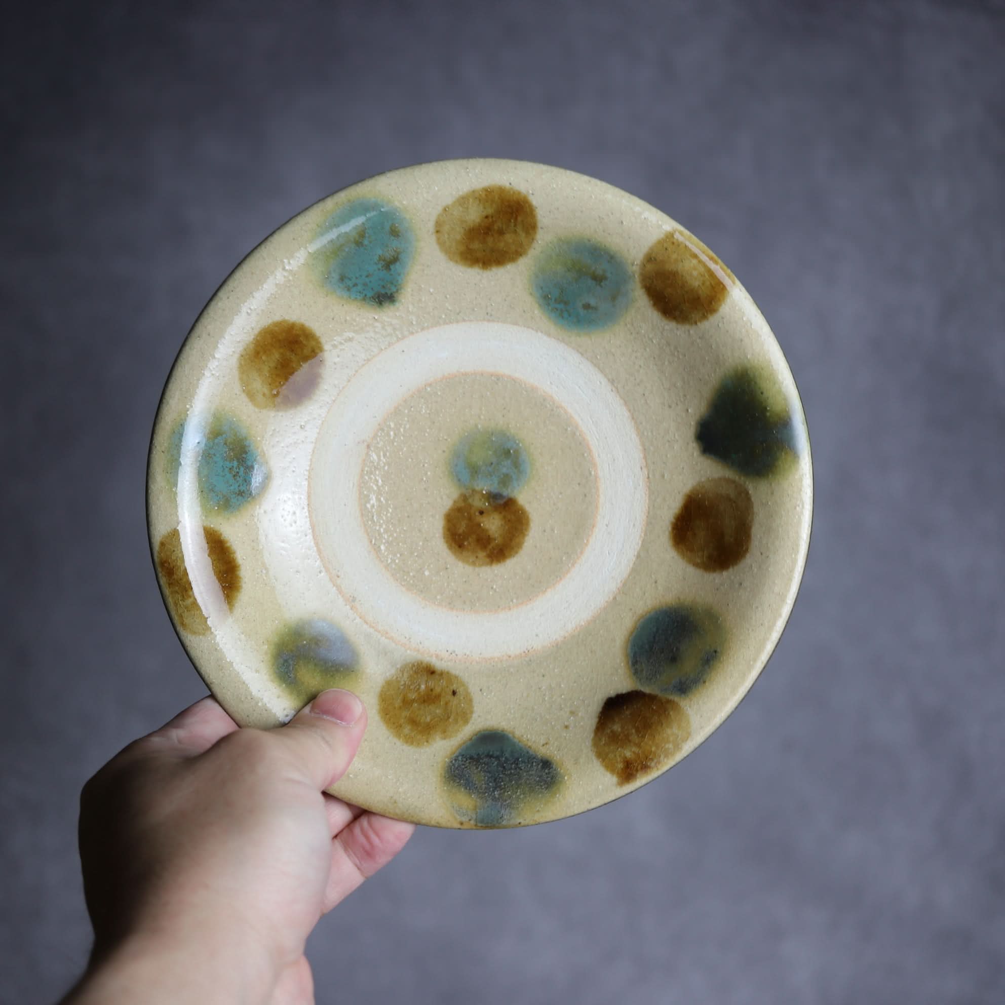 6寸皿1 三彩 点打 やちむん 陶器 北窯 宮城正享工房 やちむん 陶器.