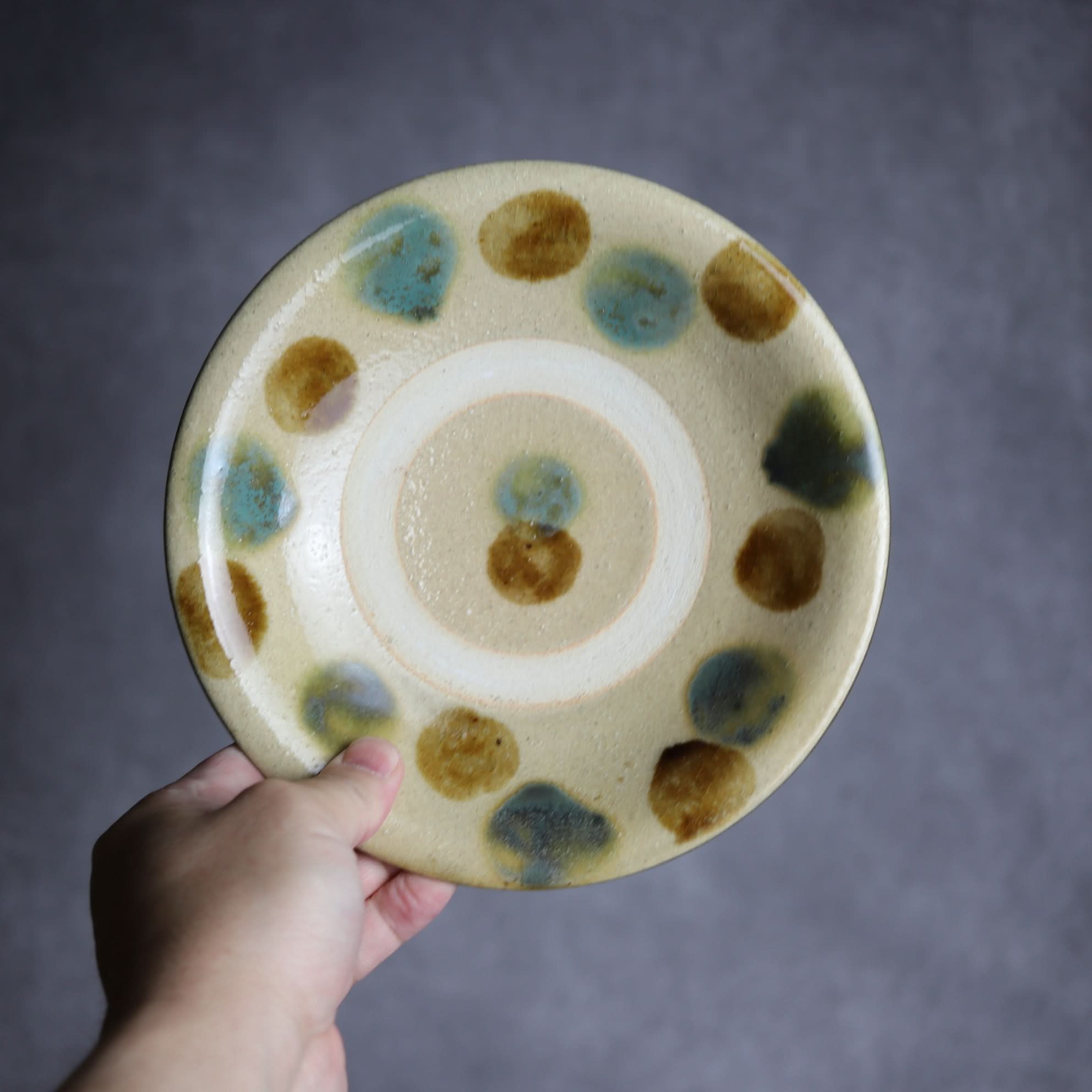 6寸皿1 三彩 点打 やちむん 陶器 北窯 宮城正享工房 やちむん 陶器.
