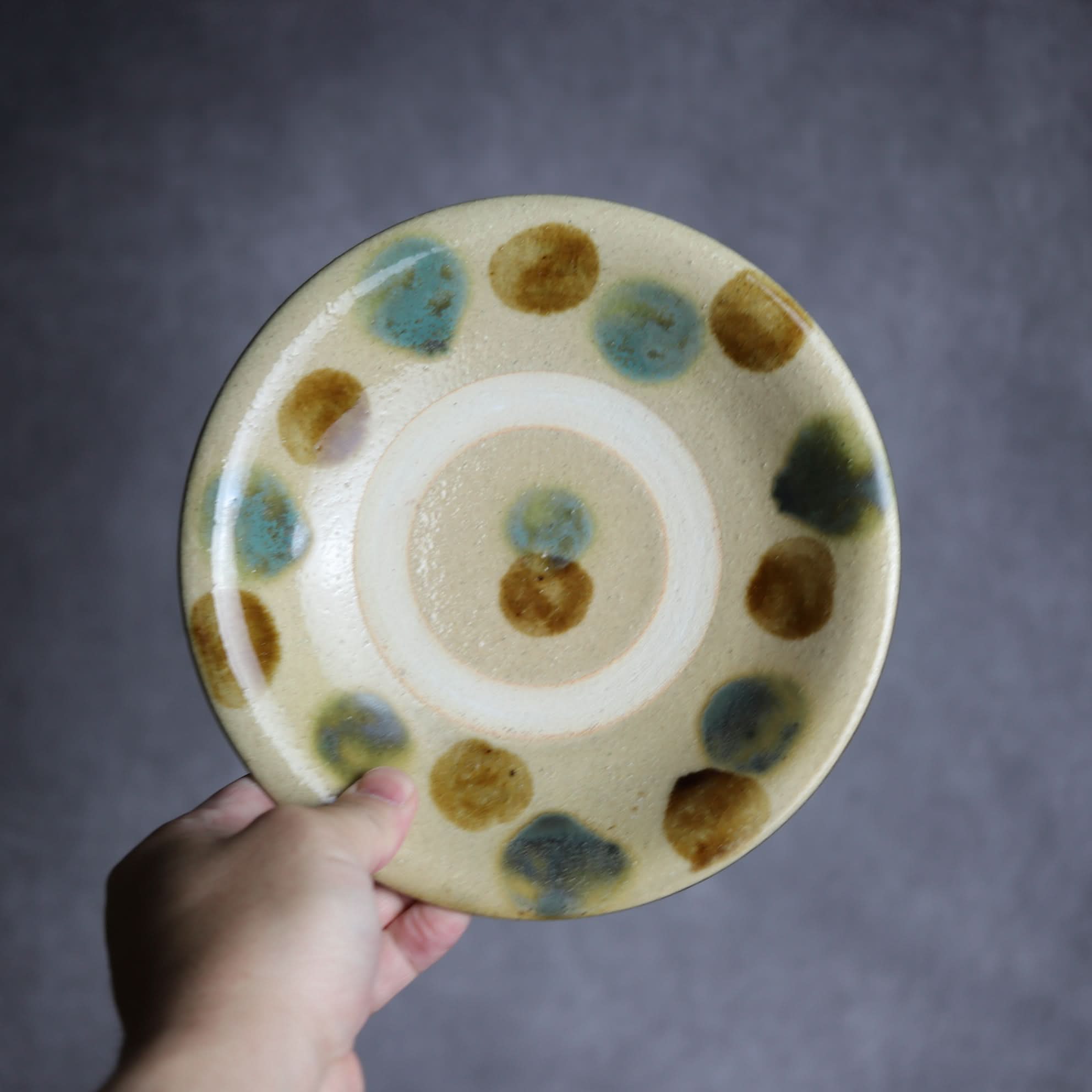 6寸皿1 三彩 点打 やちむん 陶器 北窯 宮城正享工房 やちむん 陶器.