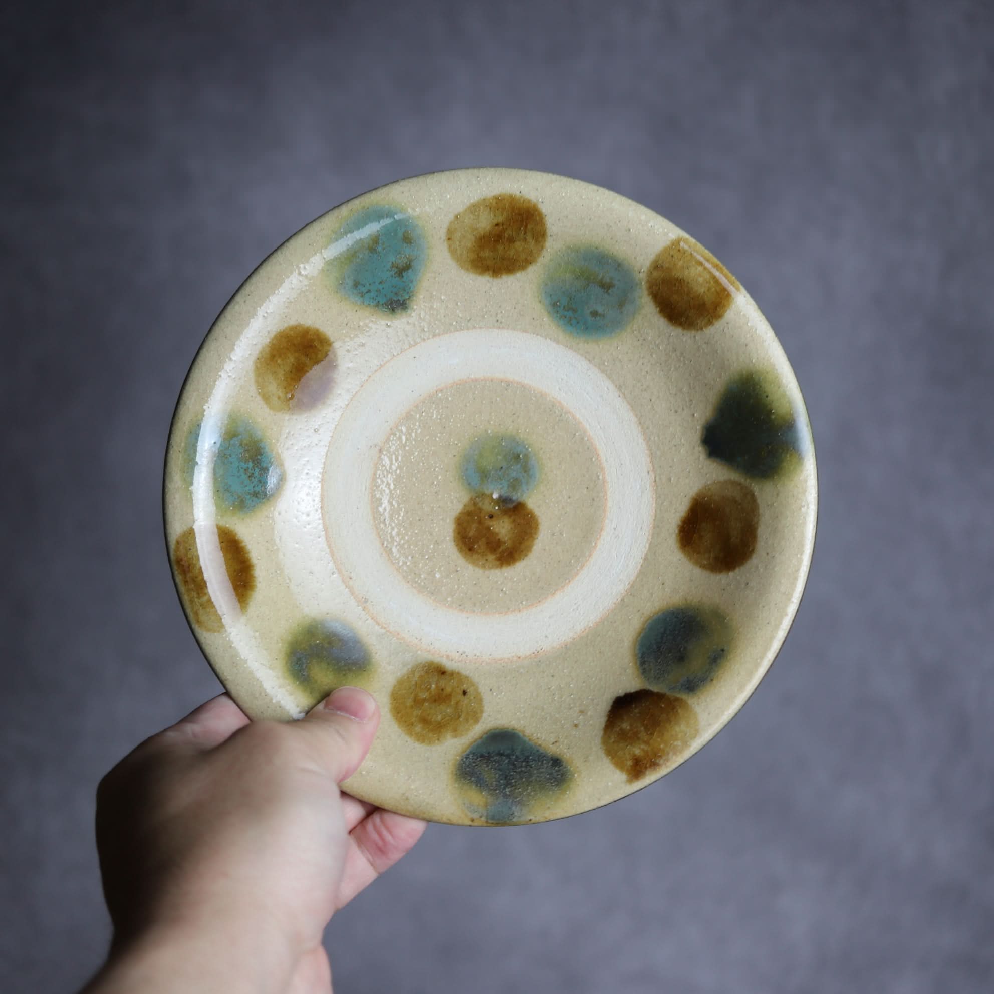 6寸皿1 三彩 点打 やちむん 陶器 北窯 宮城正享工房 やちむん 陶器.