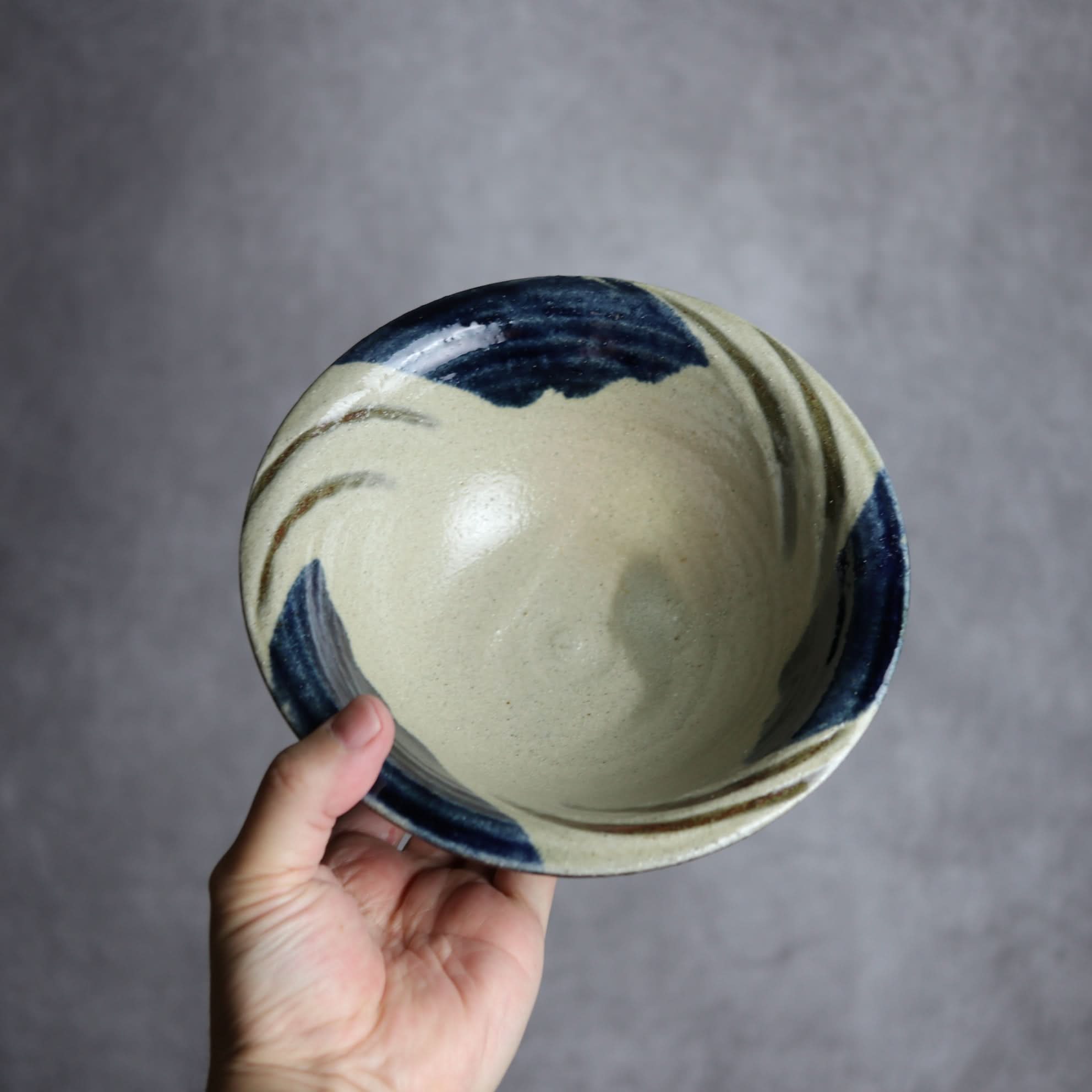 6寸ワンブー1 呉須釉 指描 波紋やちむん 陶器 北窯 宮城正享工房 やちむん 陶器.