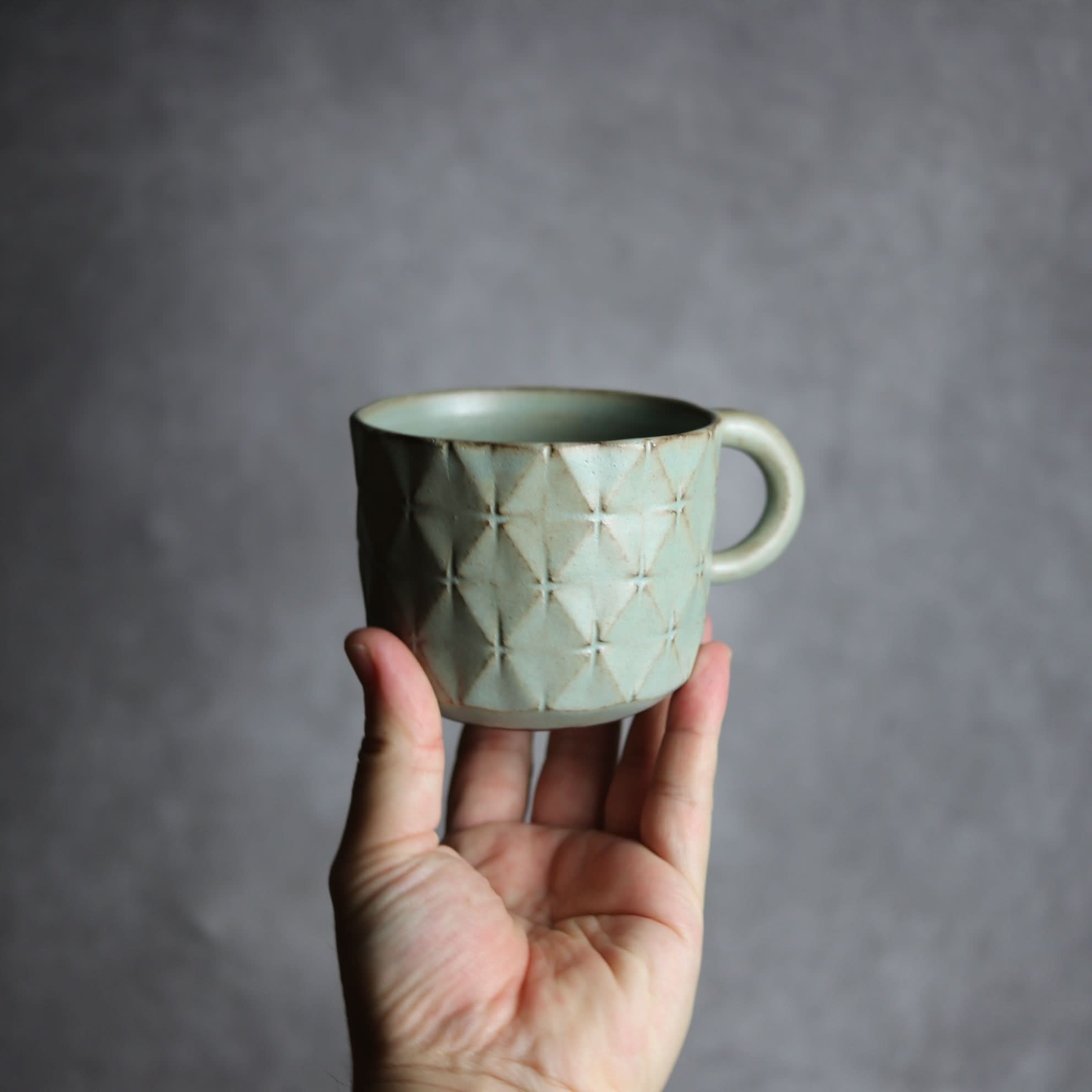 マグカップ1 アンティークブルー 菱形紋 やちむん 陶器 cerca やちむん 陶器.