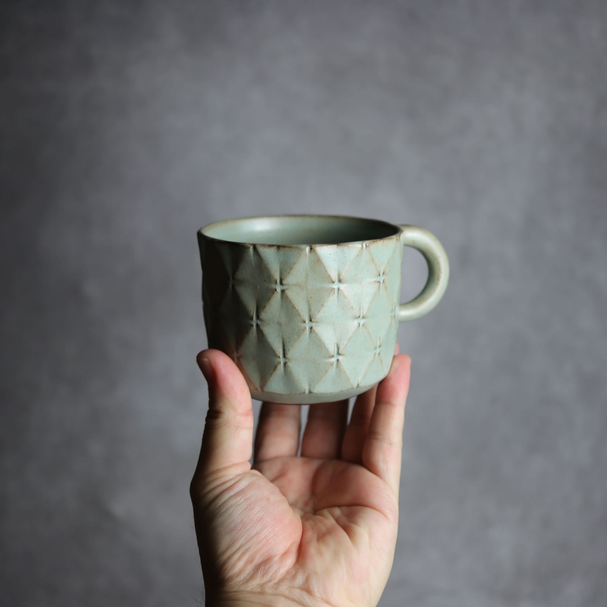 マグカップ1 アンティークブルー 菱形紋 やちむん 陶器 cerca やちむん 陶器.