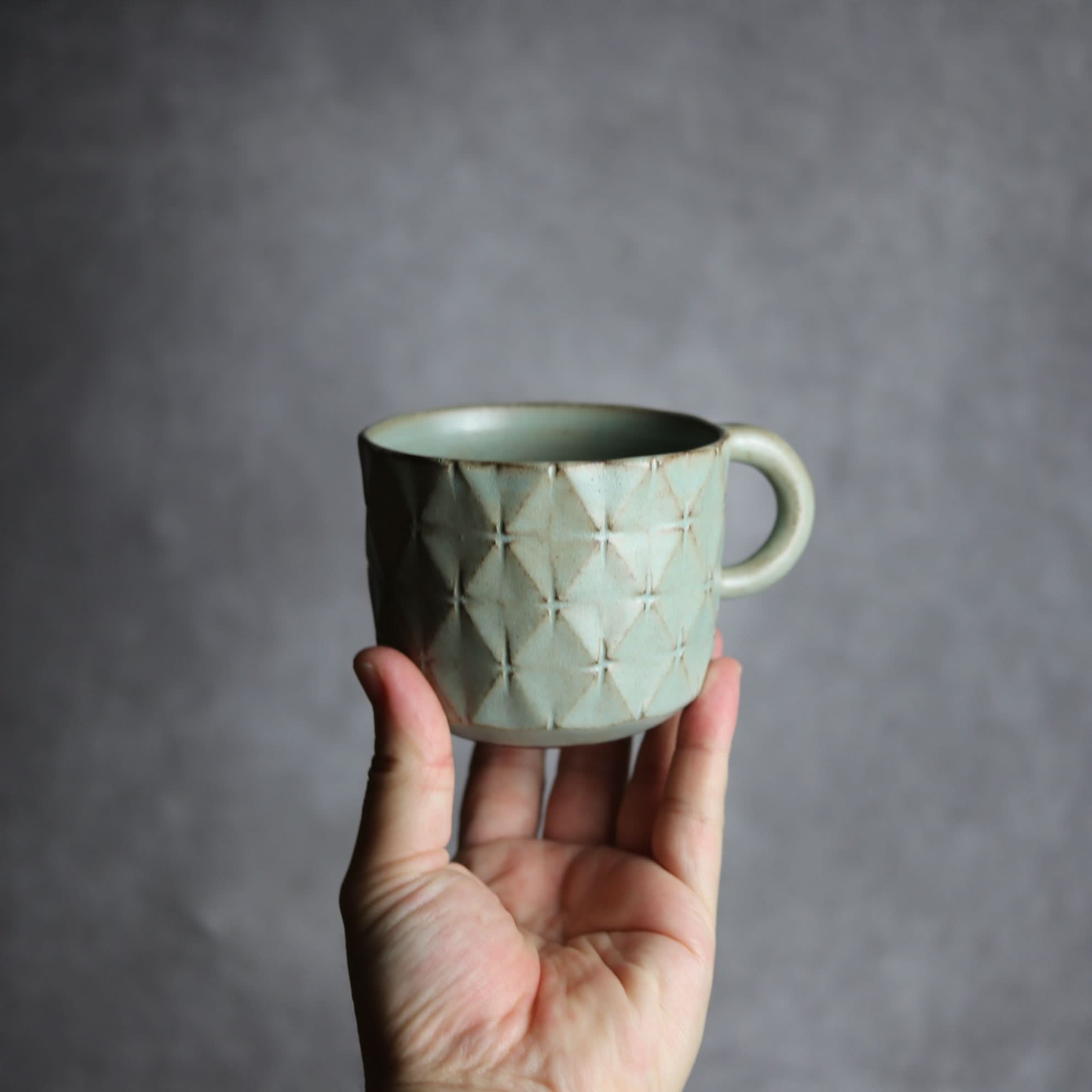 マグカップ1 アンティークブルー 菱形紋 やちむん 陶器 cerca やちむん 陶器.