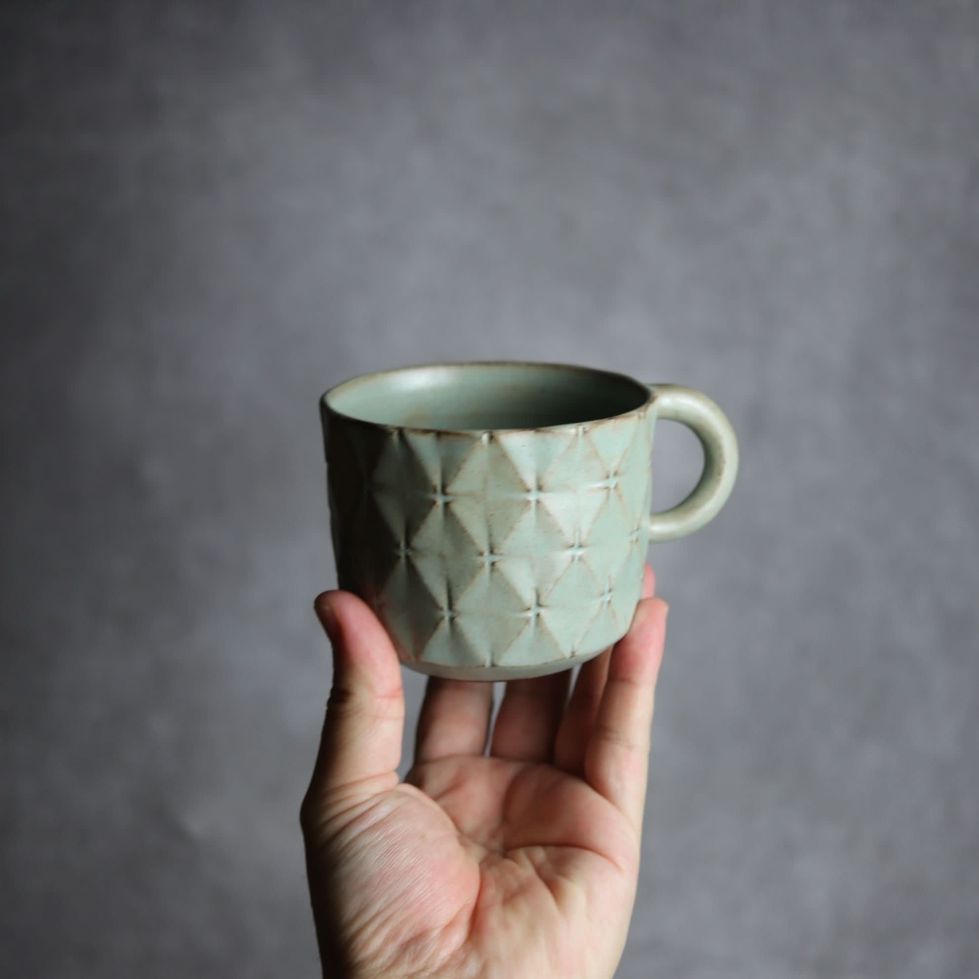 マグカップ1 アンティークブルー 菱形紋 やちむん 陶器 cerca やちむん 陶器.