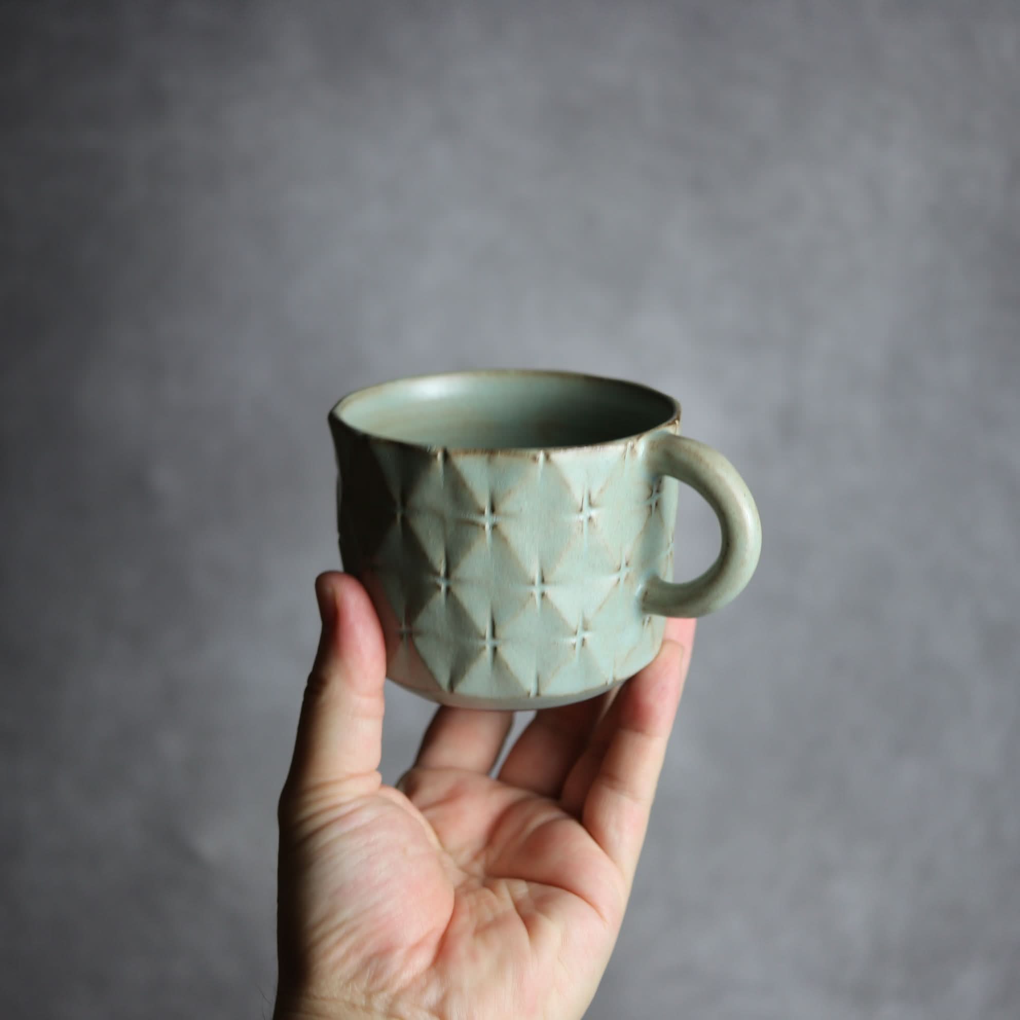 マグカップ1 アンティークブルー 菱形紋 やちむん 陶器 cerca やちむん 陶器.