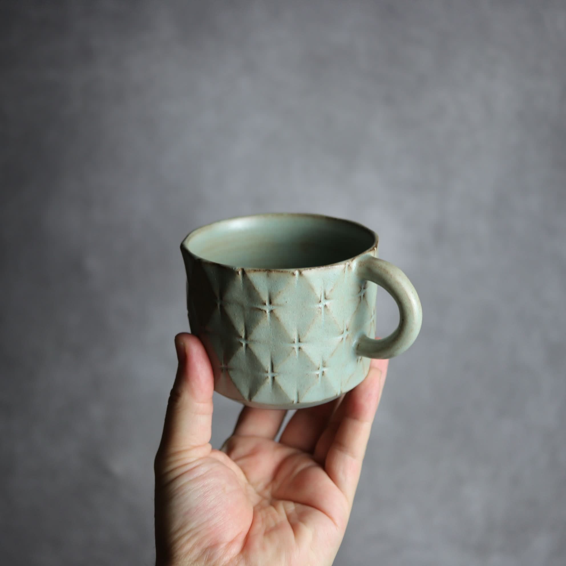 マグカップ1 アンティークブルー 菱形紋 やちむん 陶器 cerca やちむん 陶器.