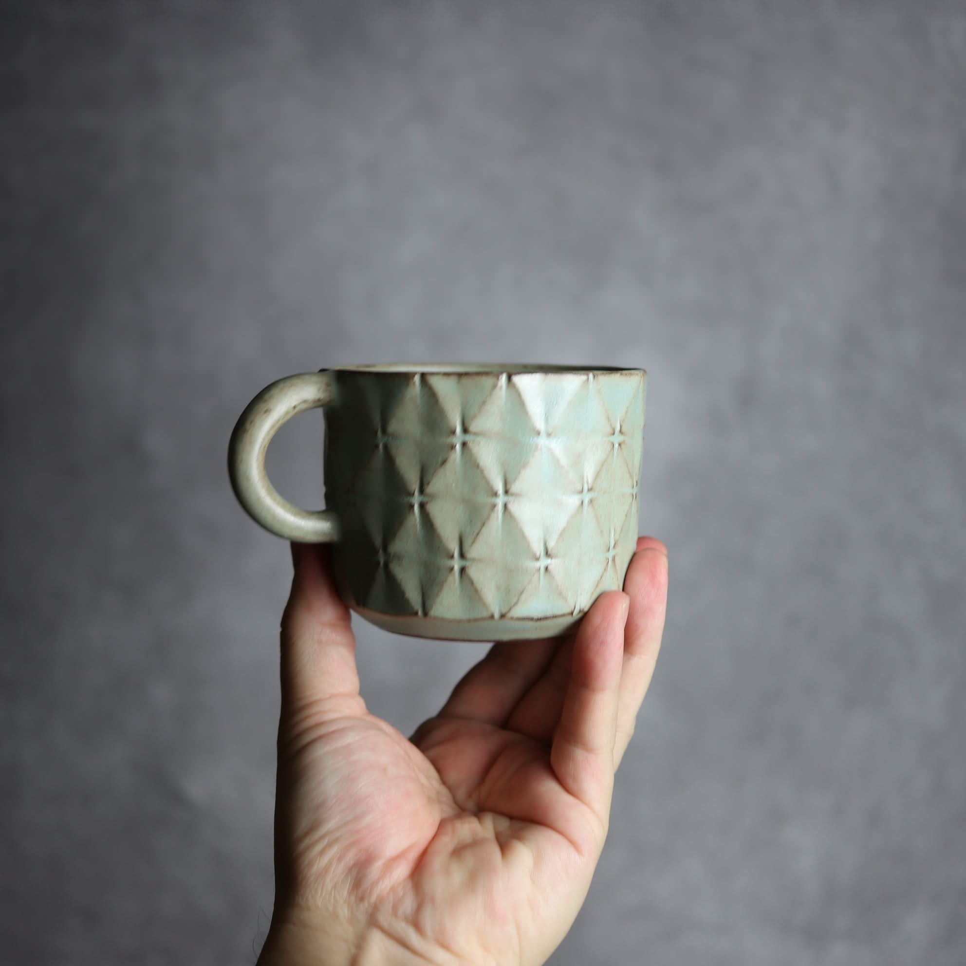 マグカップ1 アンティークブルー 菱形紋 やちむん 陶器 cerca やちむん 陶器.