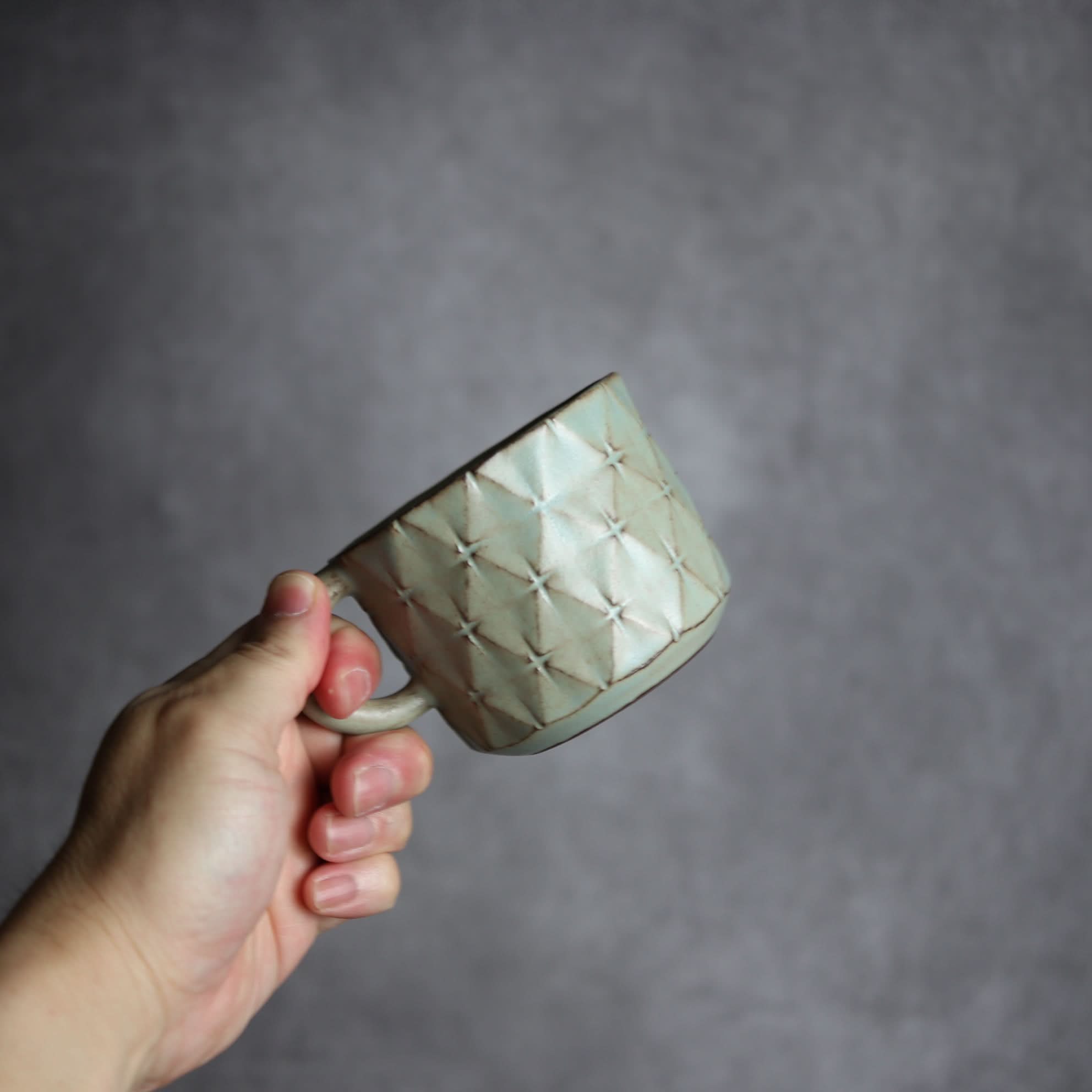 マグカップ1 アンティークブルー 菱形紋 やちむん 陶器 cerca やちむん 陶器.