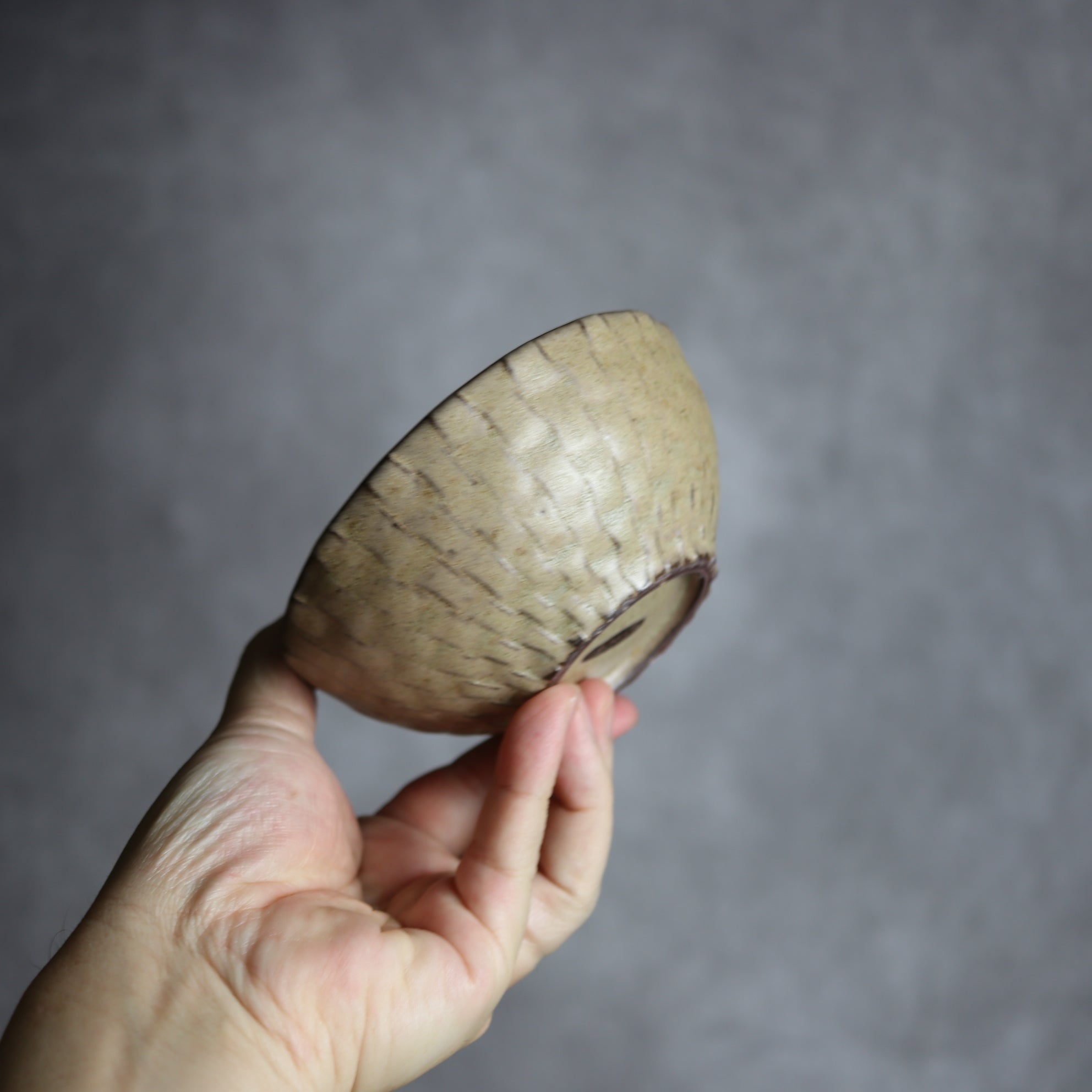 cerca - 4寸ごはん茶碗2 サンドベージュ 編込紋 やちむん 陶器 cerca - mundasui