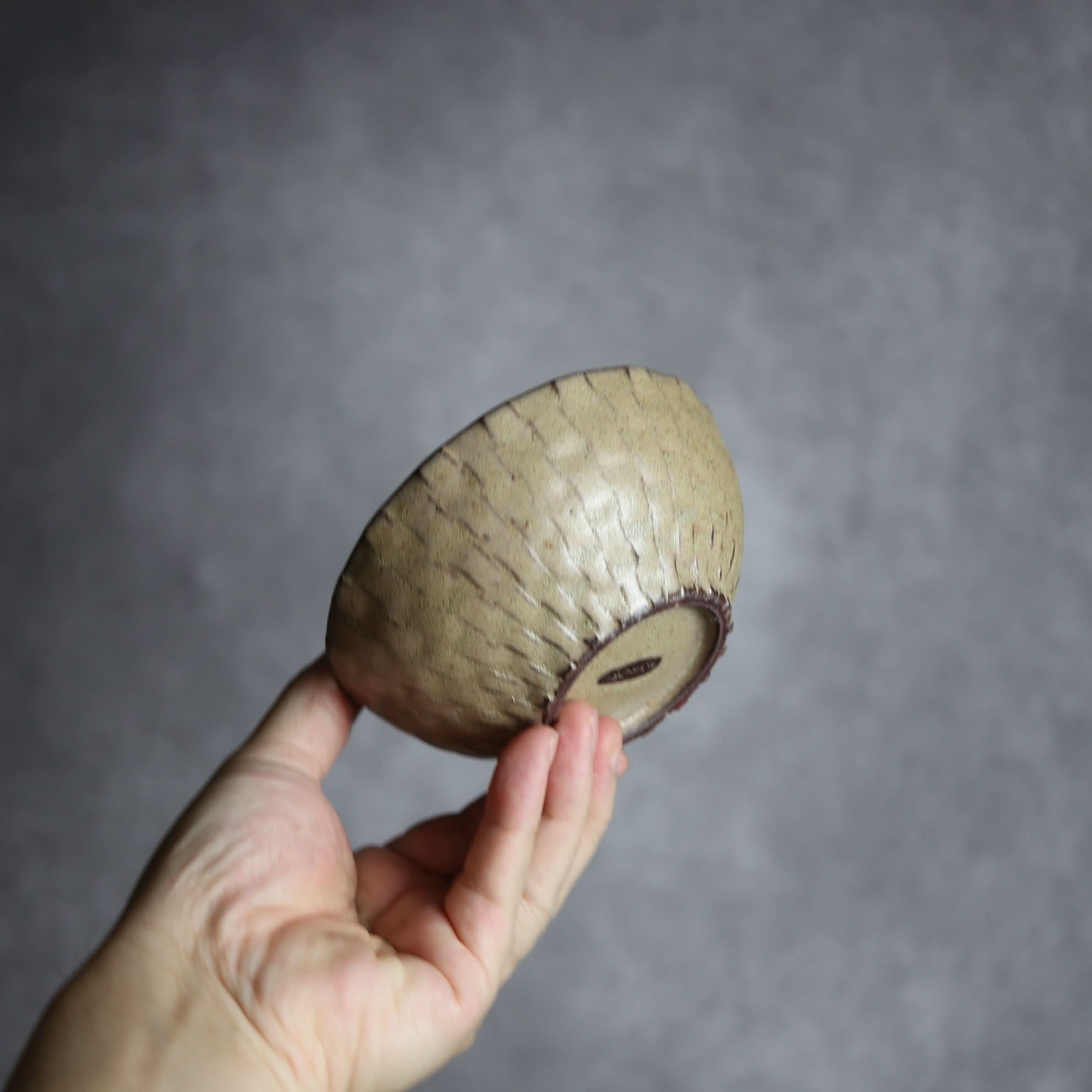 4寸ごはん茶碗2 サンドベージュ 編込紋 やちむん 陶器 cerca やちむん 陶器.