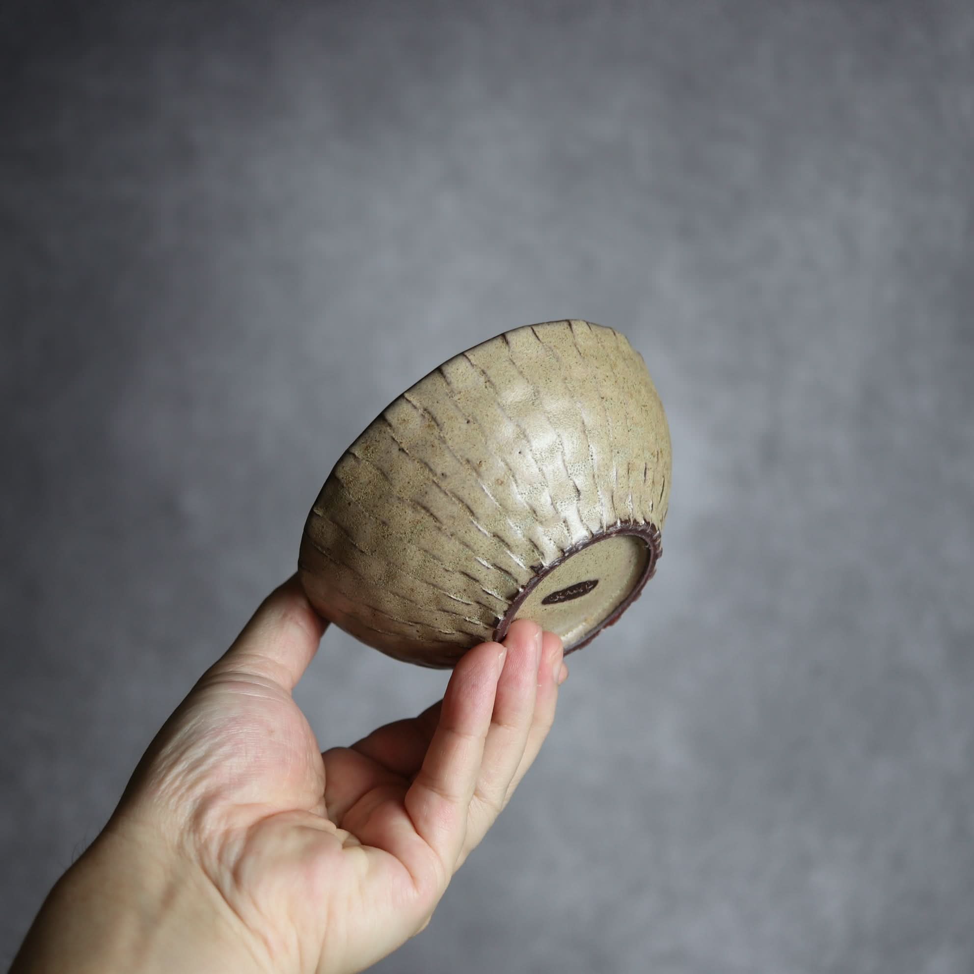 4寸ごはん茶碗2 サンドベージュ 編込紋 やちむん 陶器 cerca やちむん 陶器.