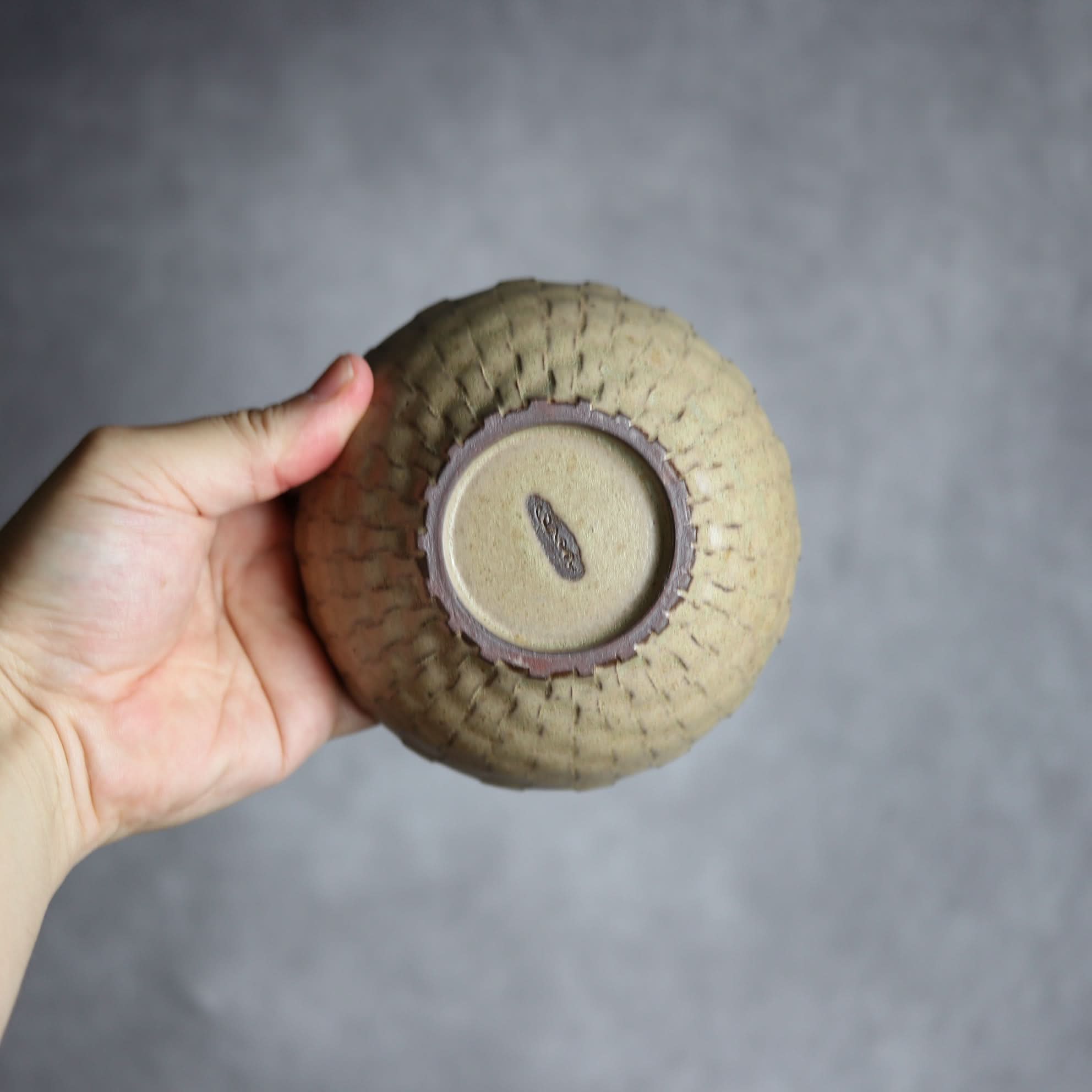 4寸ごはん茶碗2 サンドベージュ 編込紋 やちむん 陶器 cerca やちむん 陶器.