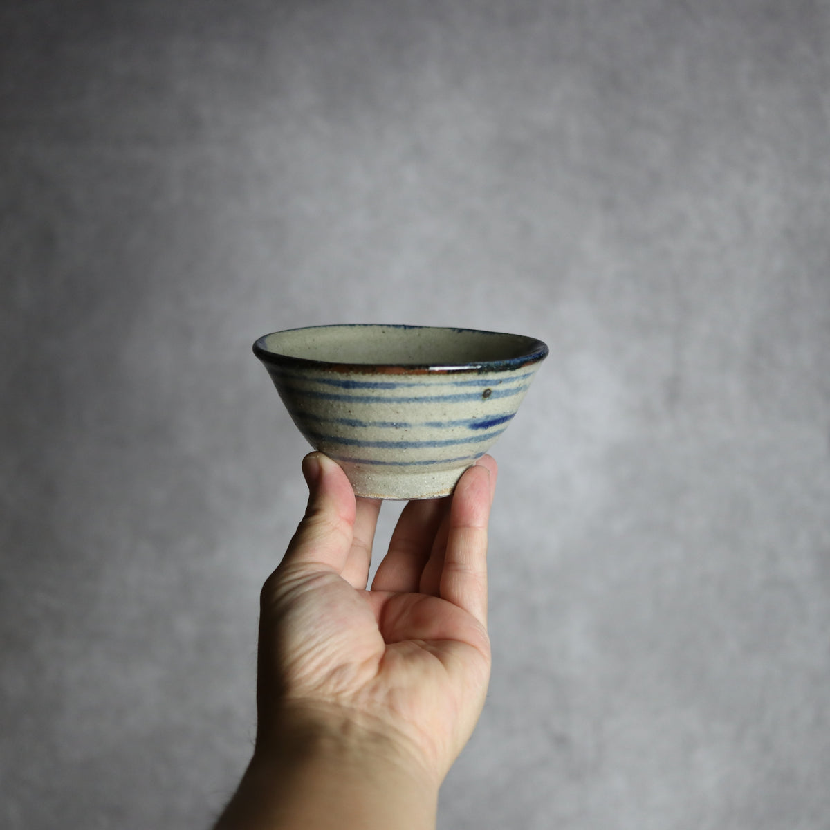3.5寸マカイ1 呉須釉 線 やちむん 陶器 北窯 松田共司工房