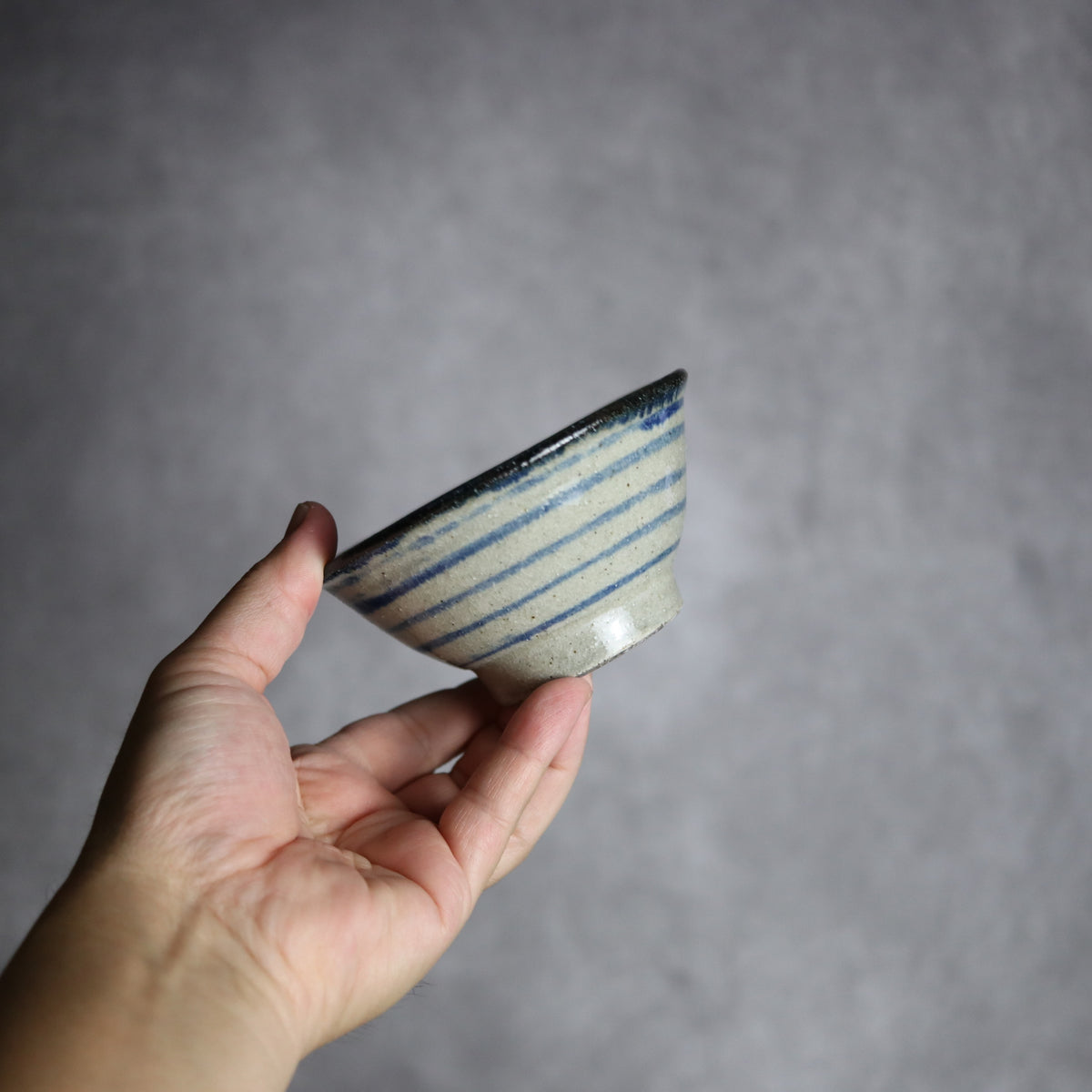 3.5寸マカイ1 呉須釉 線 やちむん 陶器 北窯 松田共司工房