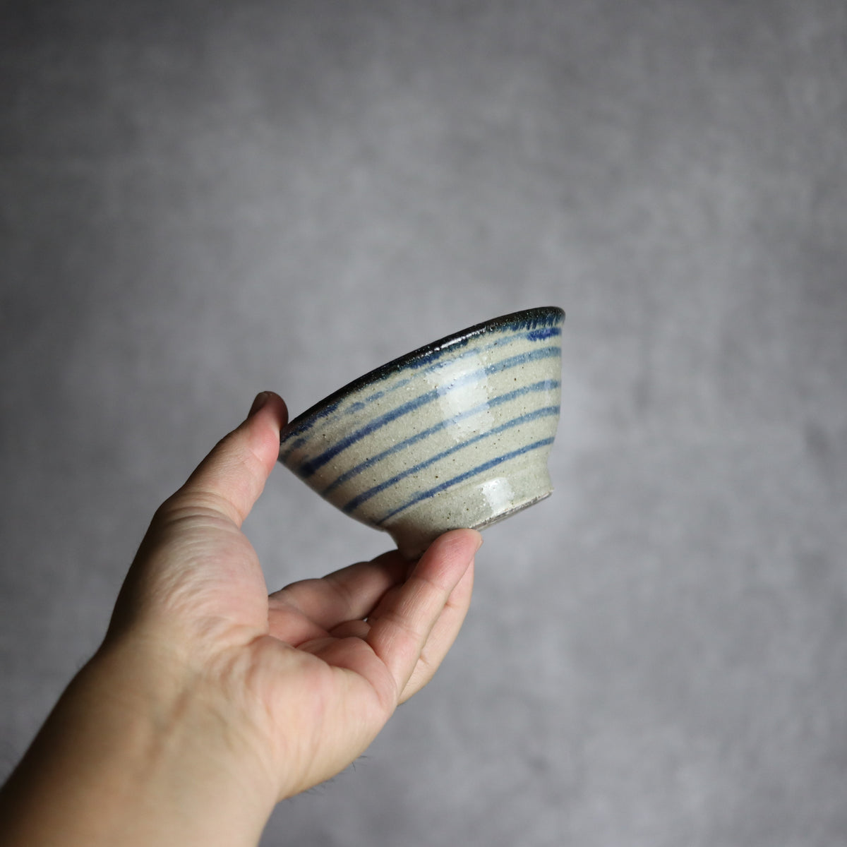 3.5寸マカイ1 呉須釉 線 やちむん 陶器 北窯 松田共司工房