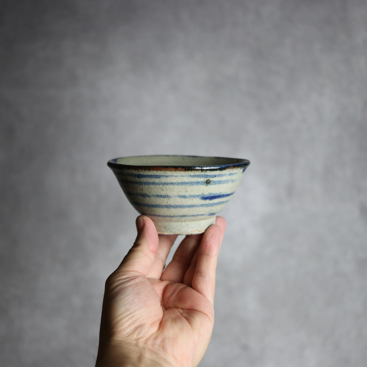 3.5寸マカイ1 呉須釉 線 やちむん 陶器 北窯 松田共司工房