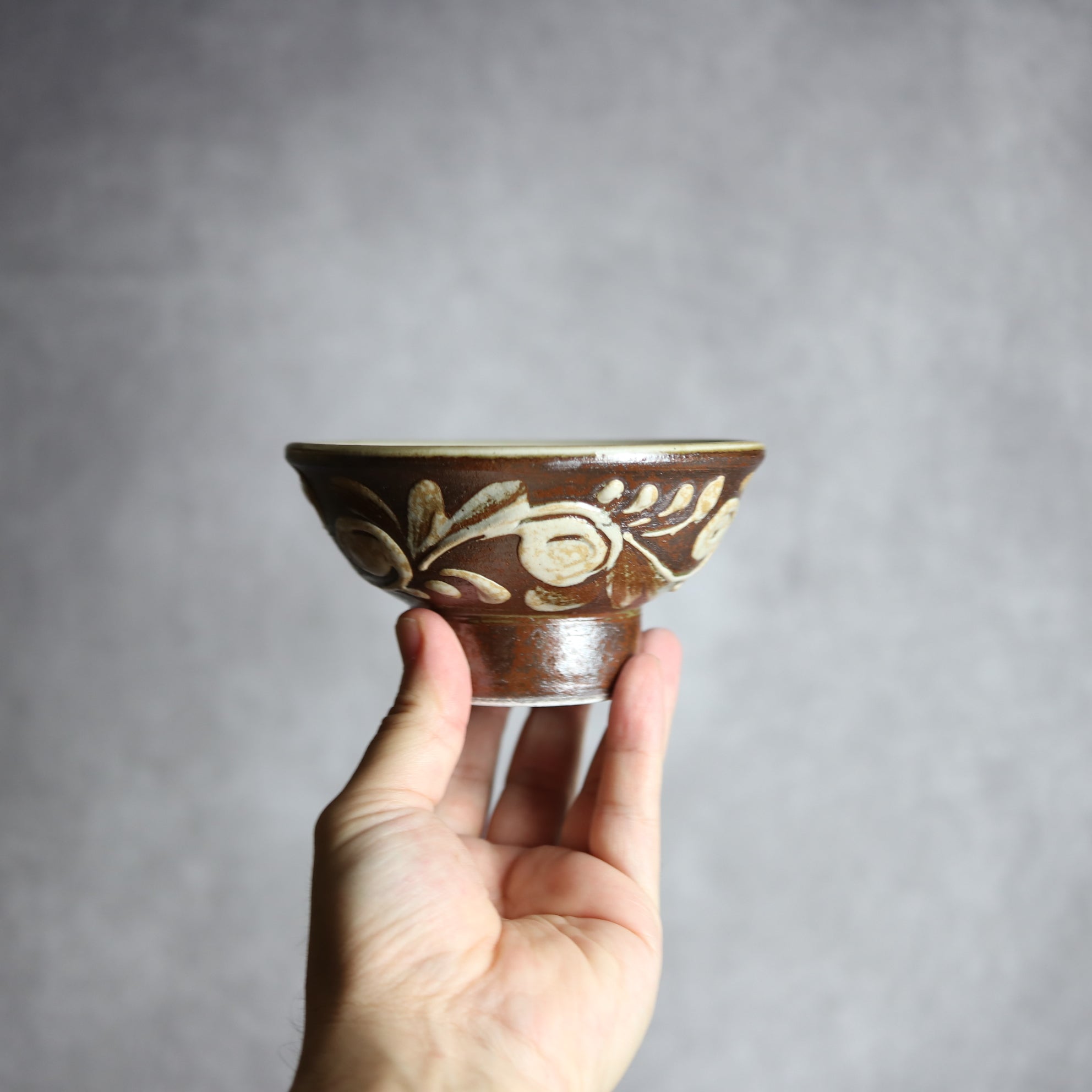 茂生窯 - 4寸マカイ3 イッチン 唐草 やちむん 陶器 茂生窯 - mundasui