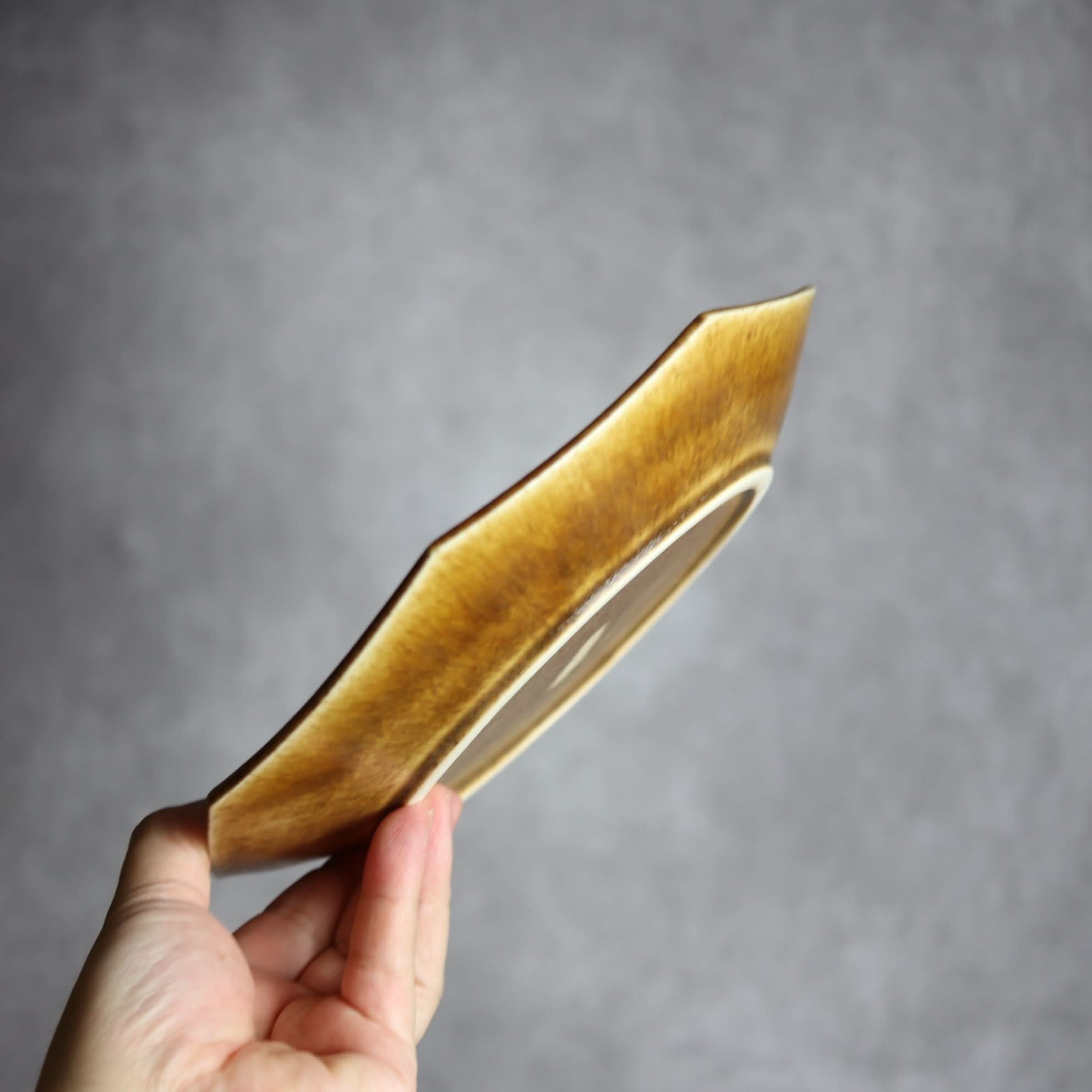 7寸プレート1 ブラウン 八角 やちむん 陶器 cerca やちむん 陶器.