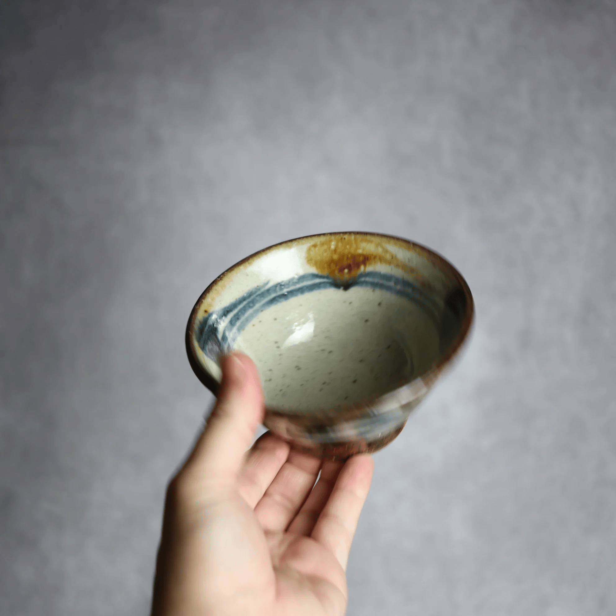 4寸マカイ 紺 茶 デイゴ柄 やちむん 陶器 陶芸こまがた