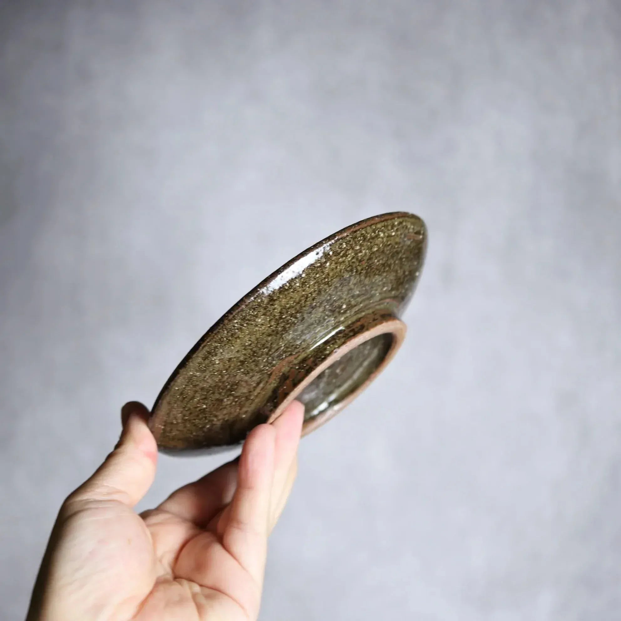 5寸皿 青 緑 ドット やちむん 陶器 陶芸こまがた やちむん 陶器.