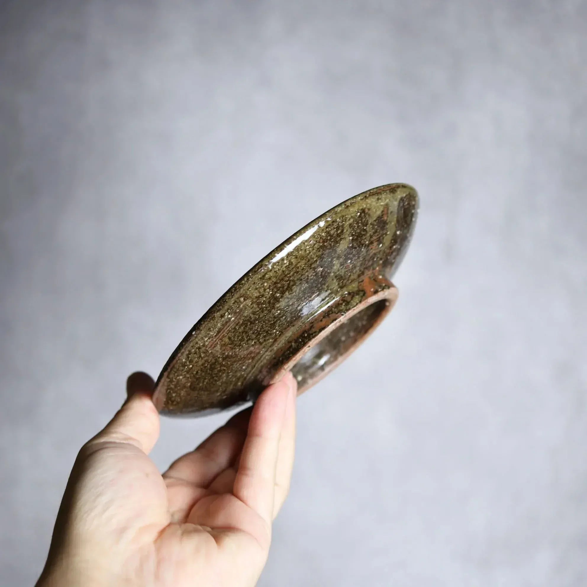 5寸皿 青 緑 ドット やちむん 陶器 陶芸こまがた やちむん 陶器.