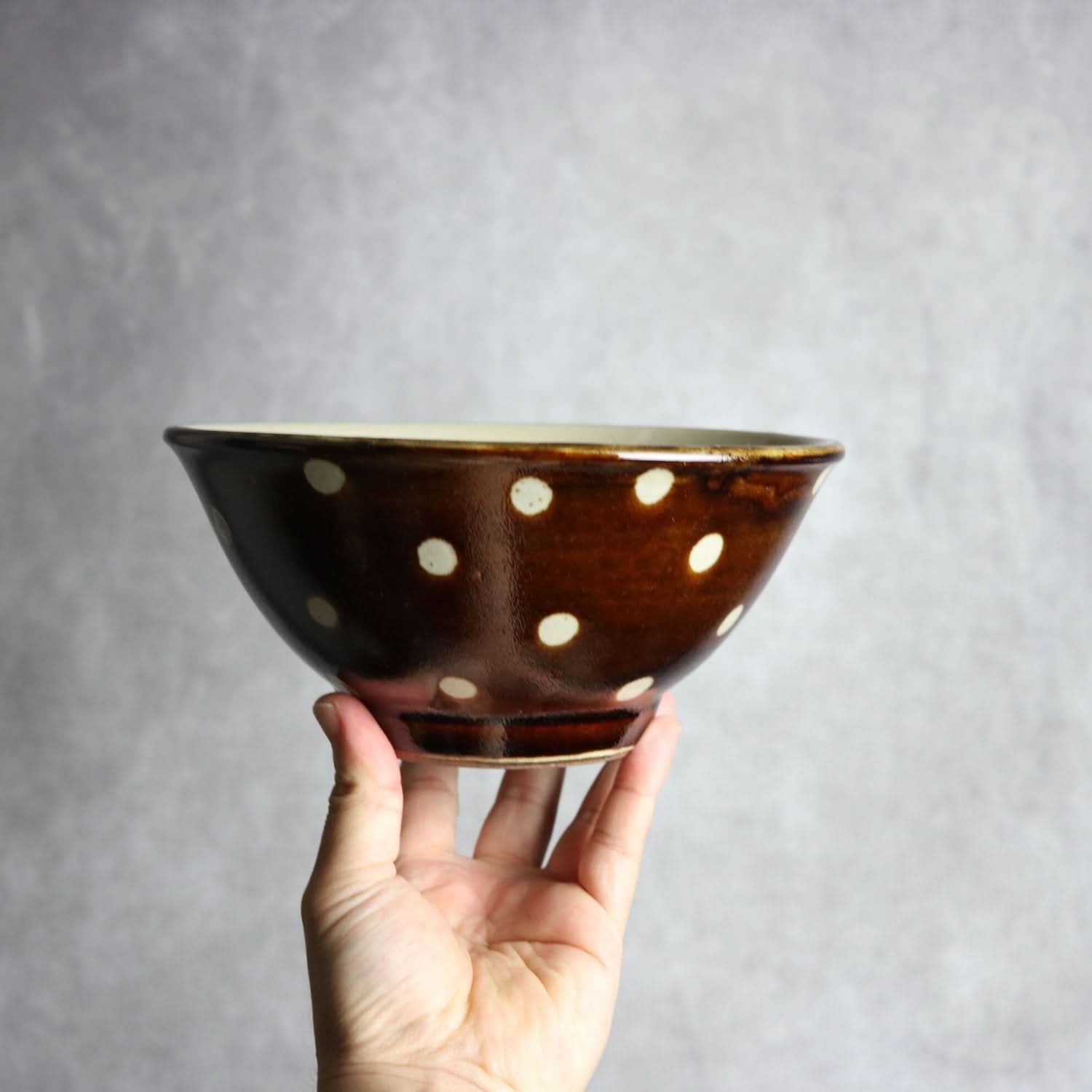 6寸マカイ 飴釉 蝋抜 点打 やちむん 陶器 真南風工房 やちむん 陶器.