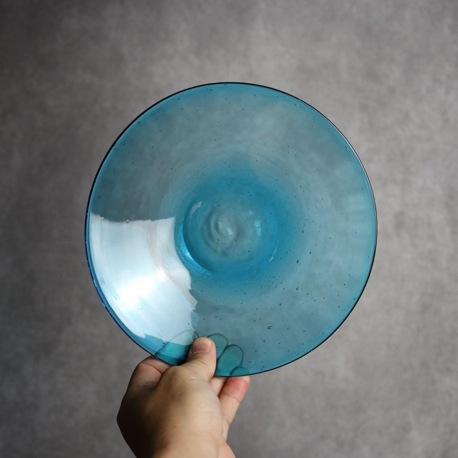 気泡皿 Mサイズ 水色 琉球ガラス ガラス工房清天 琉球ガラス.