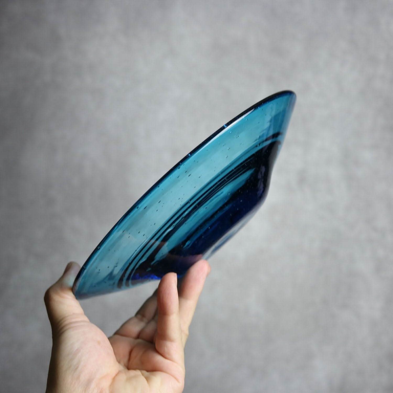 気泡皿 Mサイズ 水色 琉球ガラス ガラス工房清天 琉球ガラス.