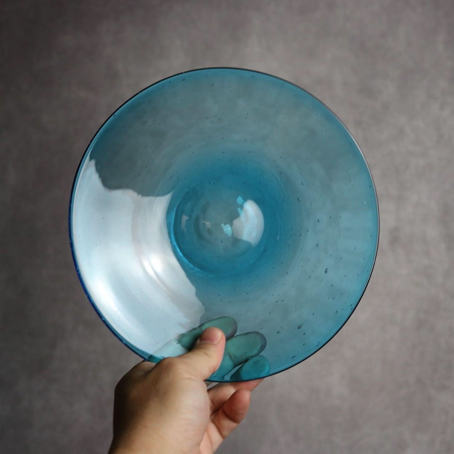気泡皿 Mサイズ 水色 琉球ガラス ガラス工房清天 琉球ガラス.