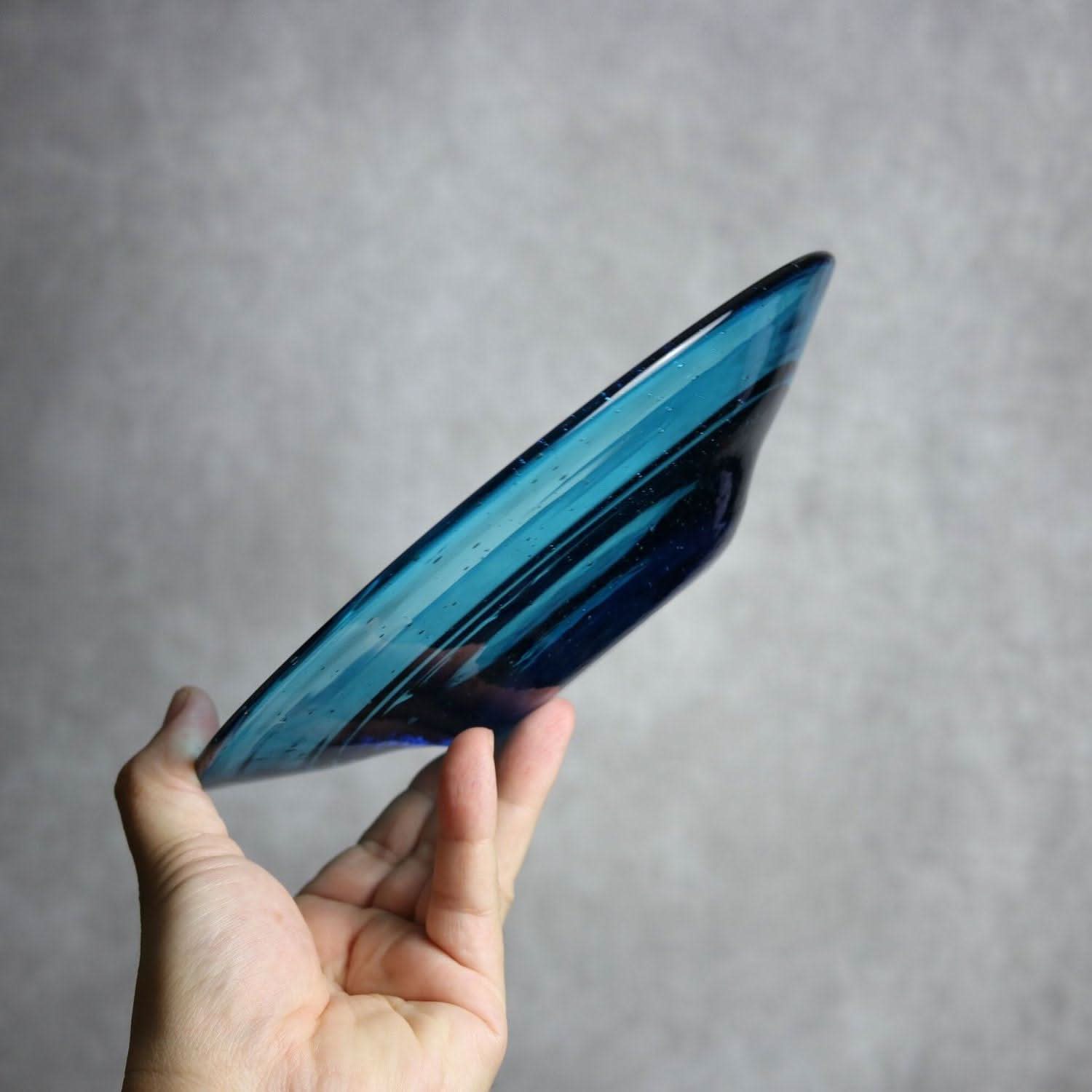 気泡皿 Mサイズ 水色 琉球ガラス ガラス工房清天 琉球ガラス.