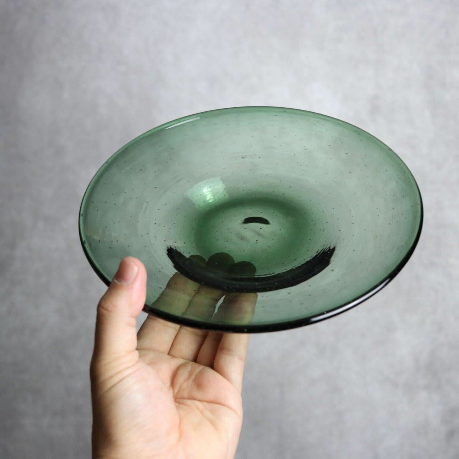 気泡皿 Mサイズ グリーン 琉球ガラス ガラス工房清天 琉球ガラス.