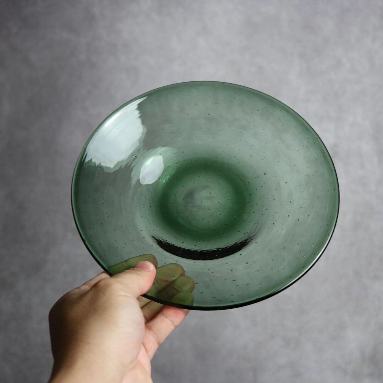 気泡皿 Mサイズ グリーン 琉球ガラス ガラス工房清天 琉球ガラス.