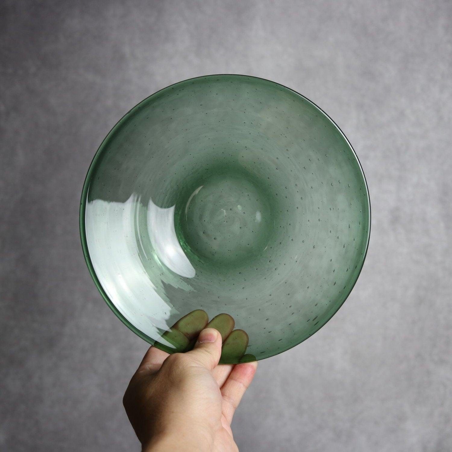 気泡皿 Mサイズ グリーン 琉球ガラス ガラス工房清天 琉球ガラス.