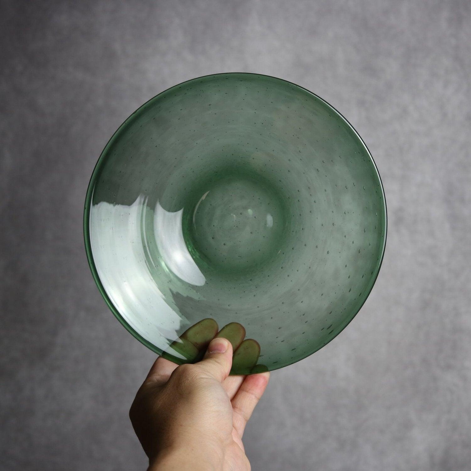 気泡皿 Mサイズ グリーン 琉球ガラス ガラス工房清天 琉球ガラス.