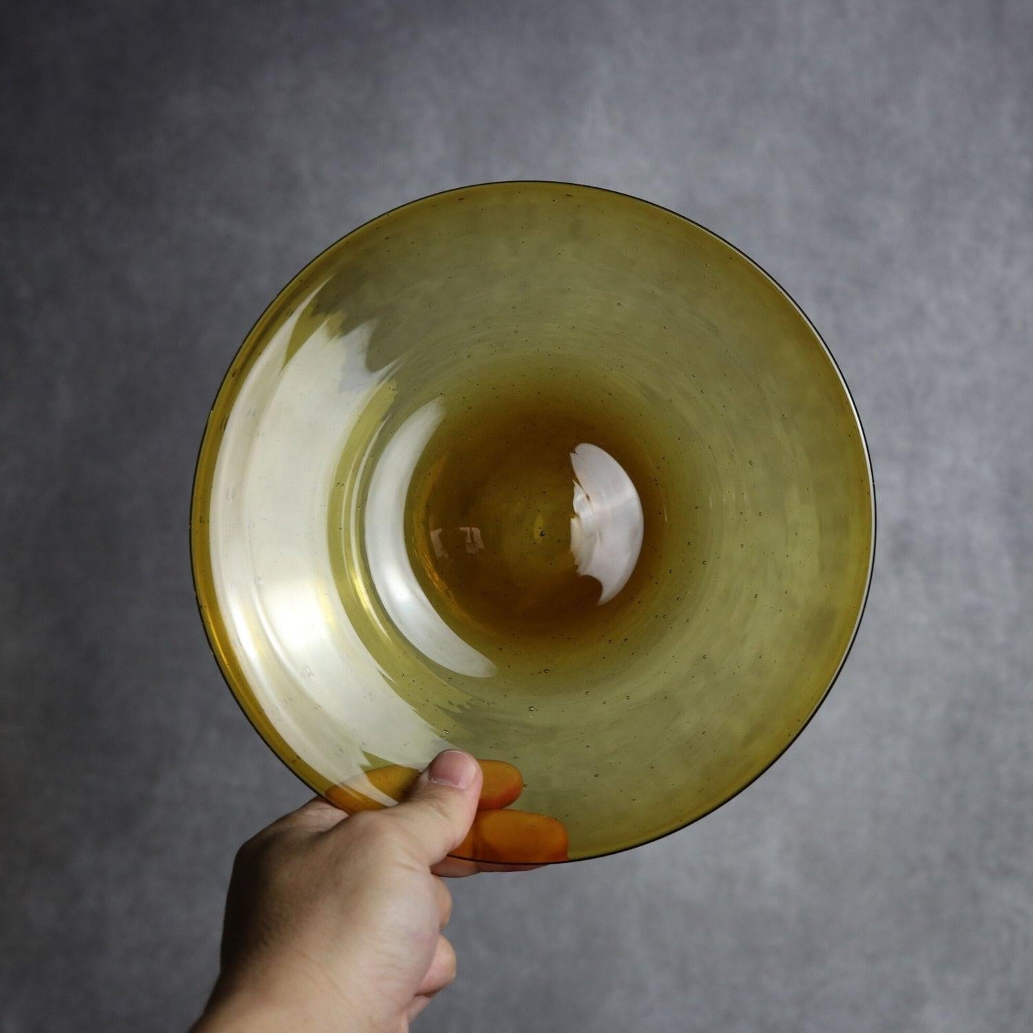 気泡皿 Mサイズ ブラウン 琉球ガラス ガラス工房清天 琉球ガラス.